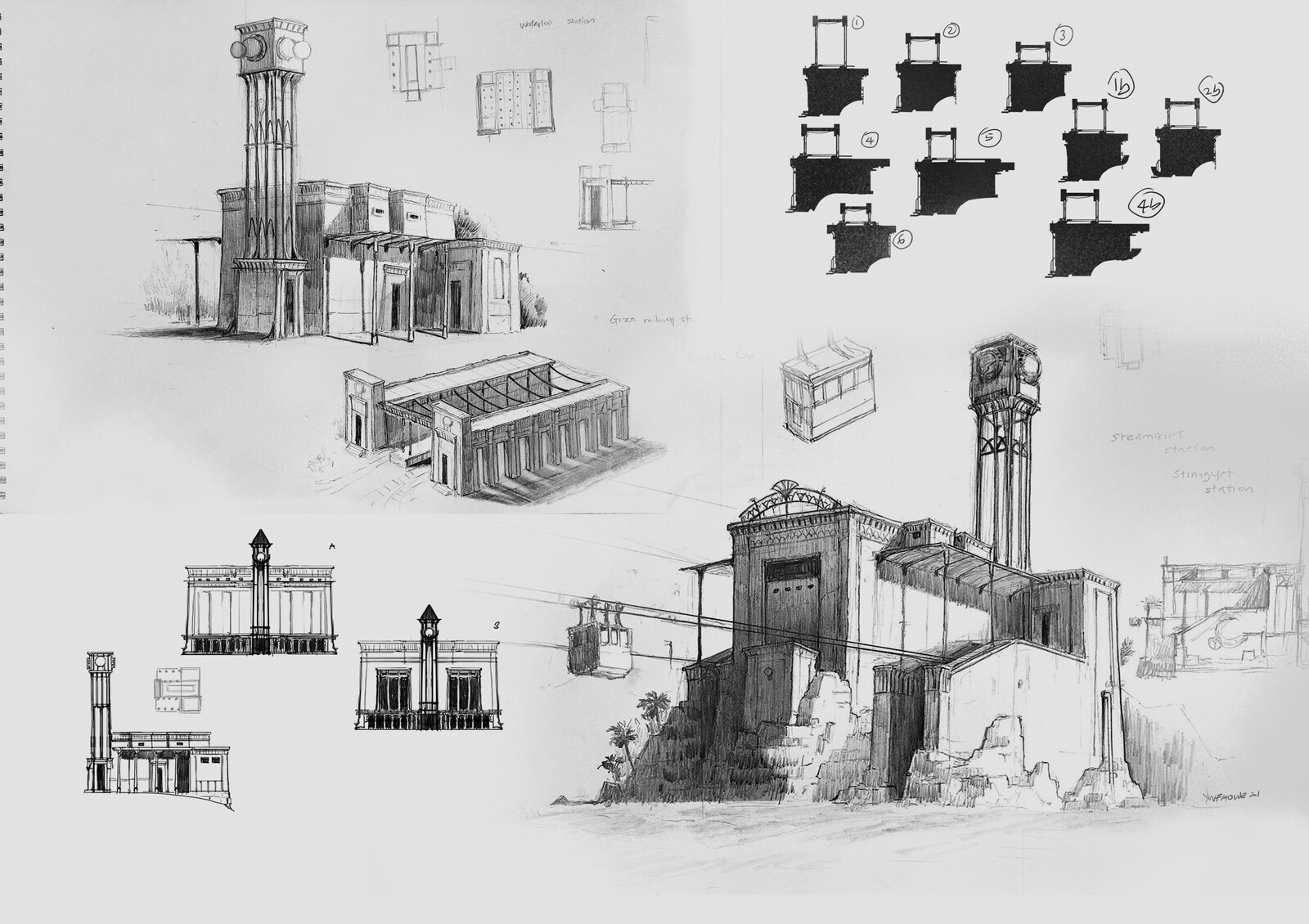 early pencil sketches and exploration