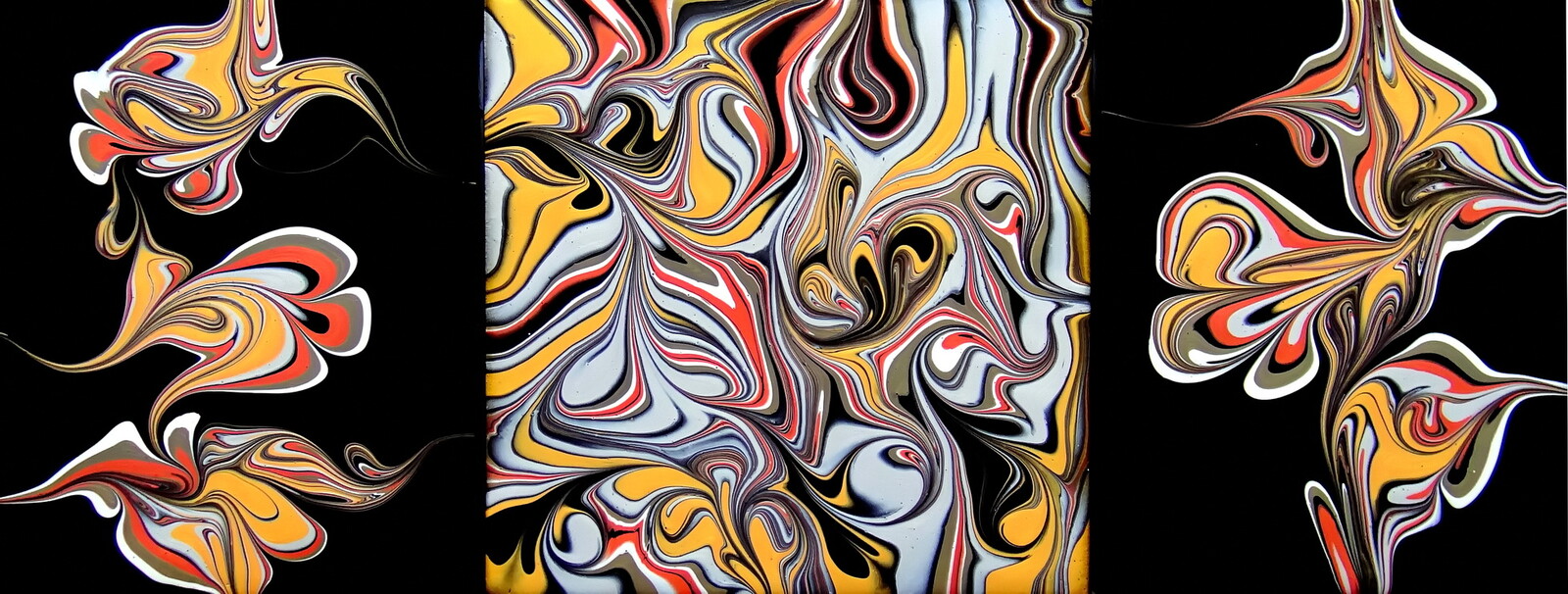 Fiona Art POSITIVE & NEGATIVE space TRIPTYCH Painting with MARBLES