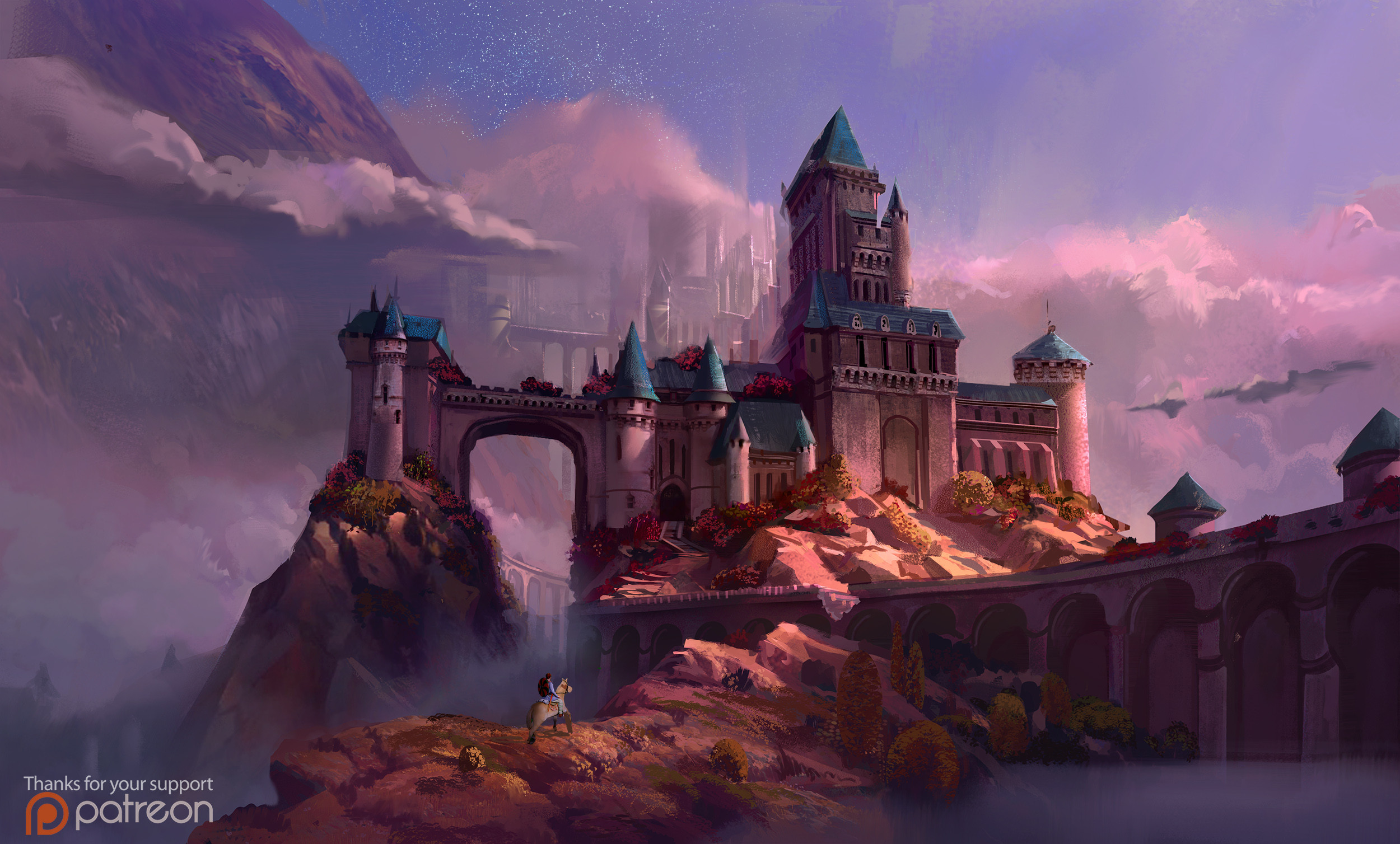 Twilight Castle Peaks by Tyler Edlin r/ImaginaryCastles