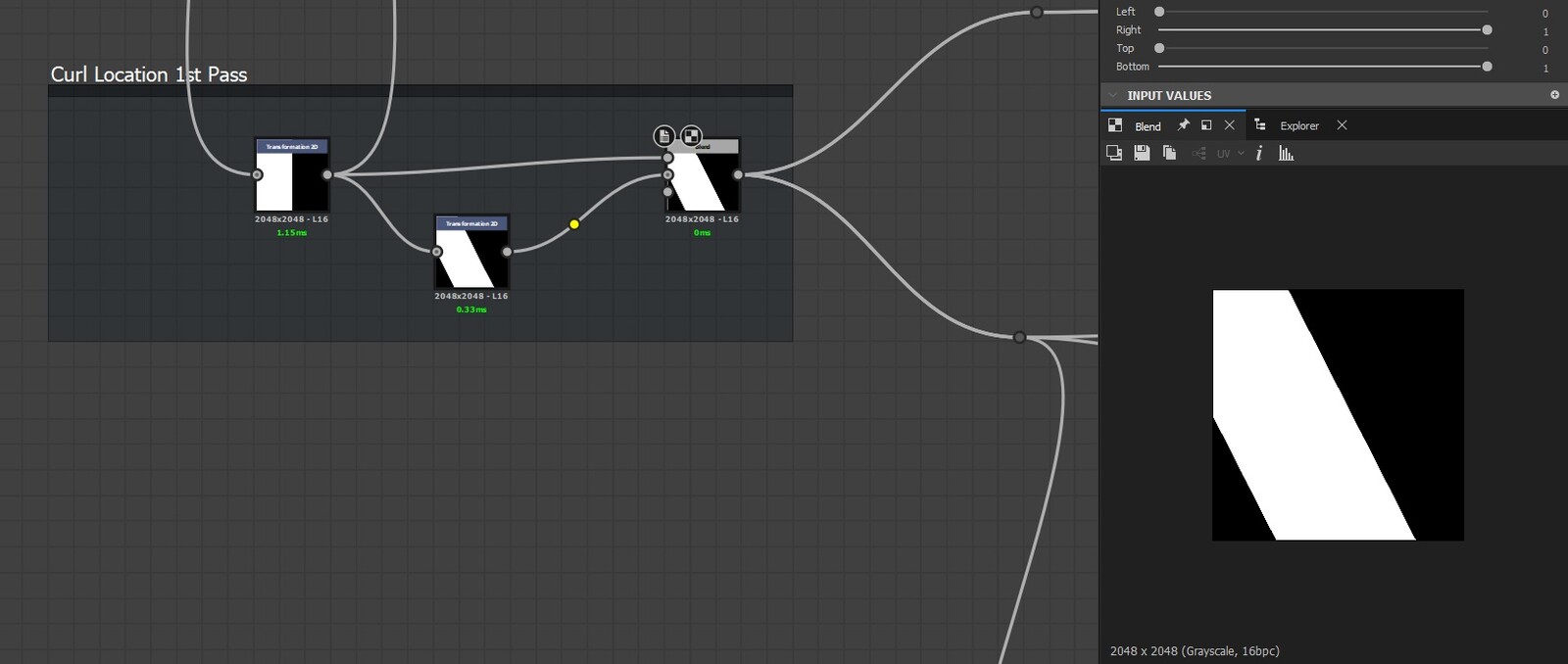 then I'm using a mask controlled by a rotation parameter to mask out the part of the shape that'll be curled