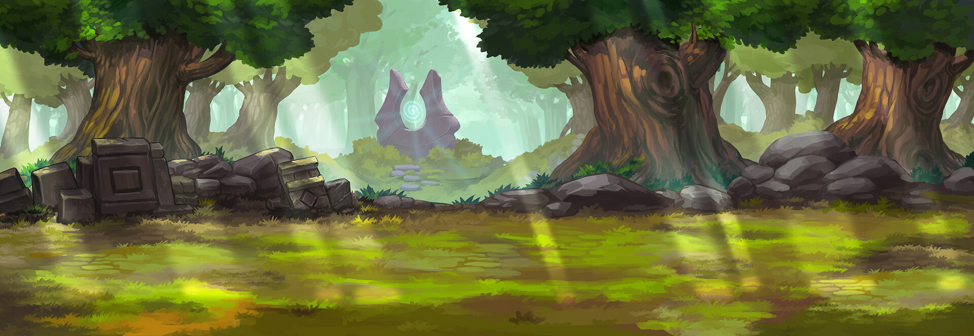 ArtStation - Side scrolling game Background concept - Forest