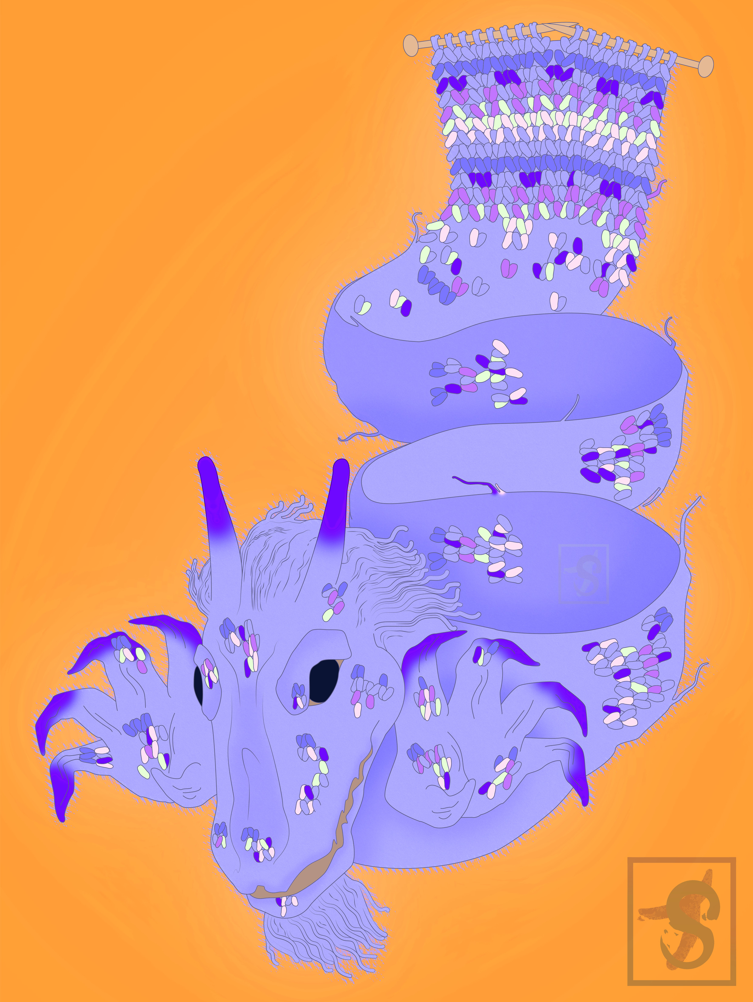 Lilac Knitting Dragon
