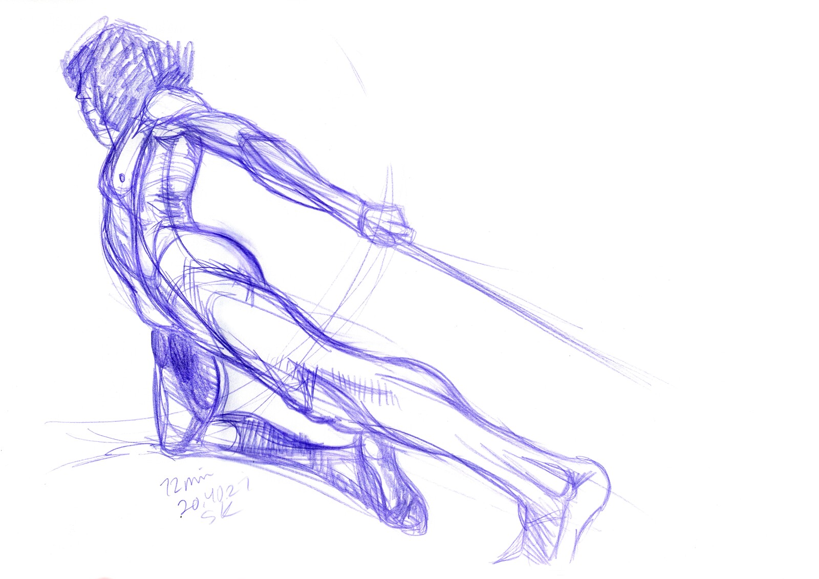 Viarco violet pencil, A3 paper.