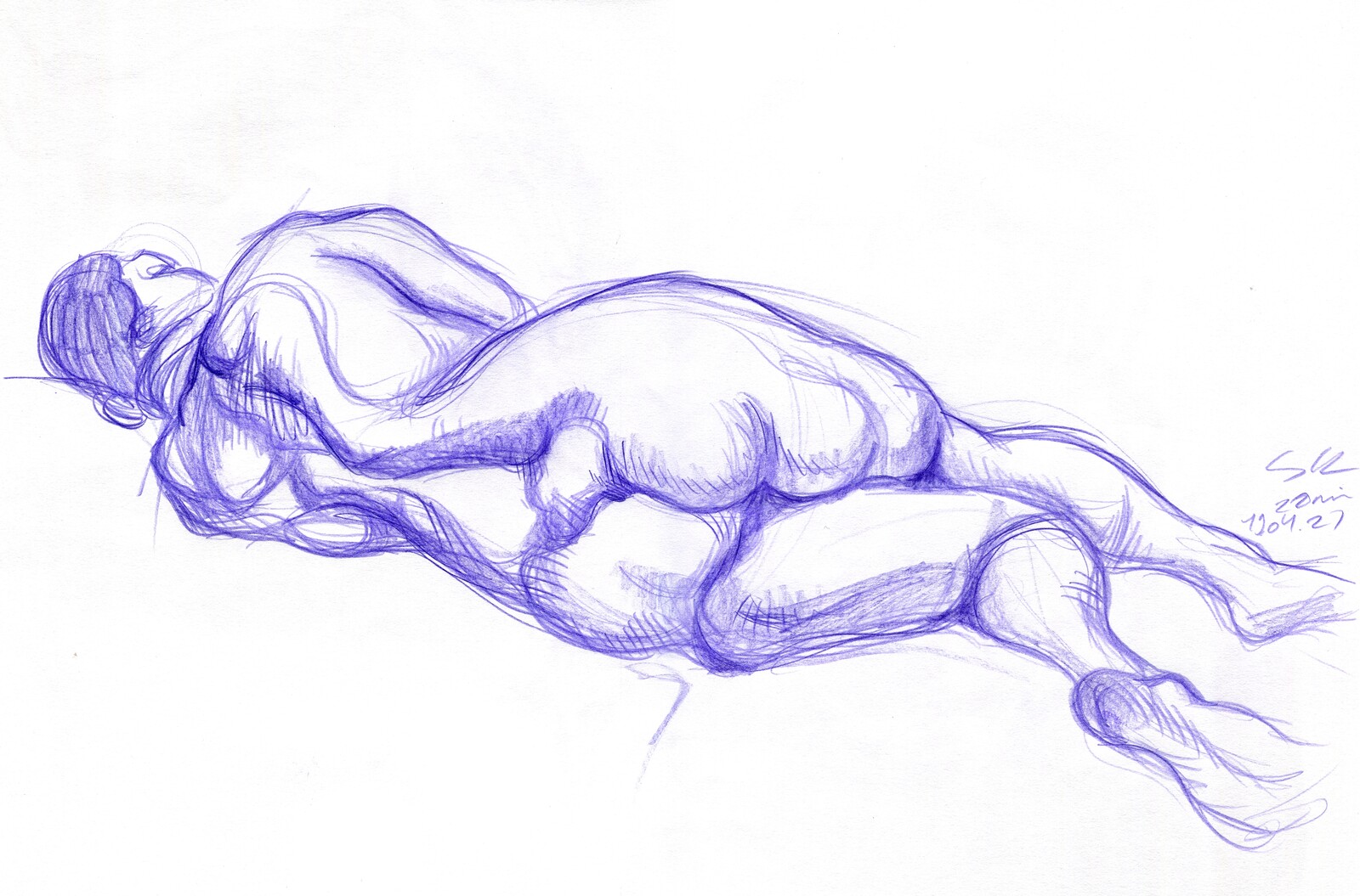 Pose in the manner of Ingres, Viarco pencil, A3 paper.
