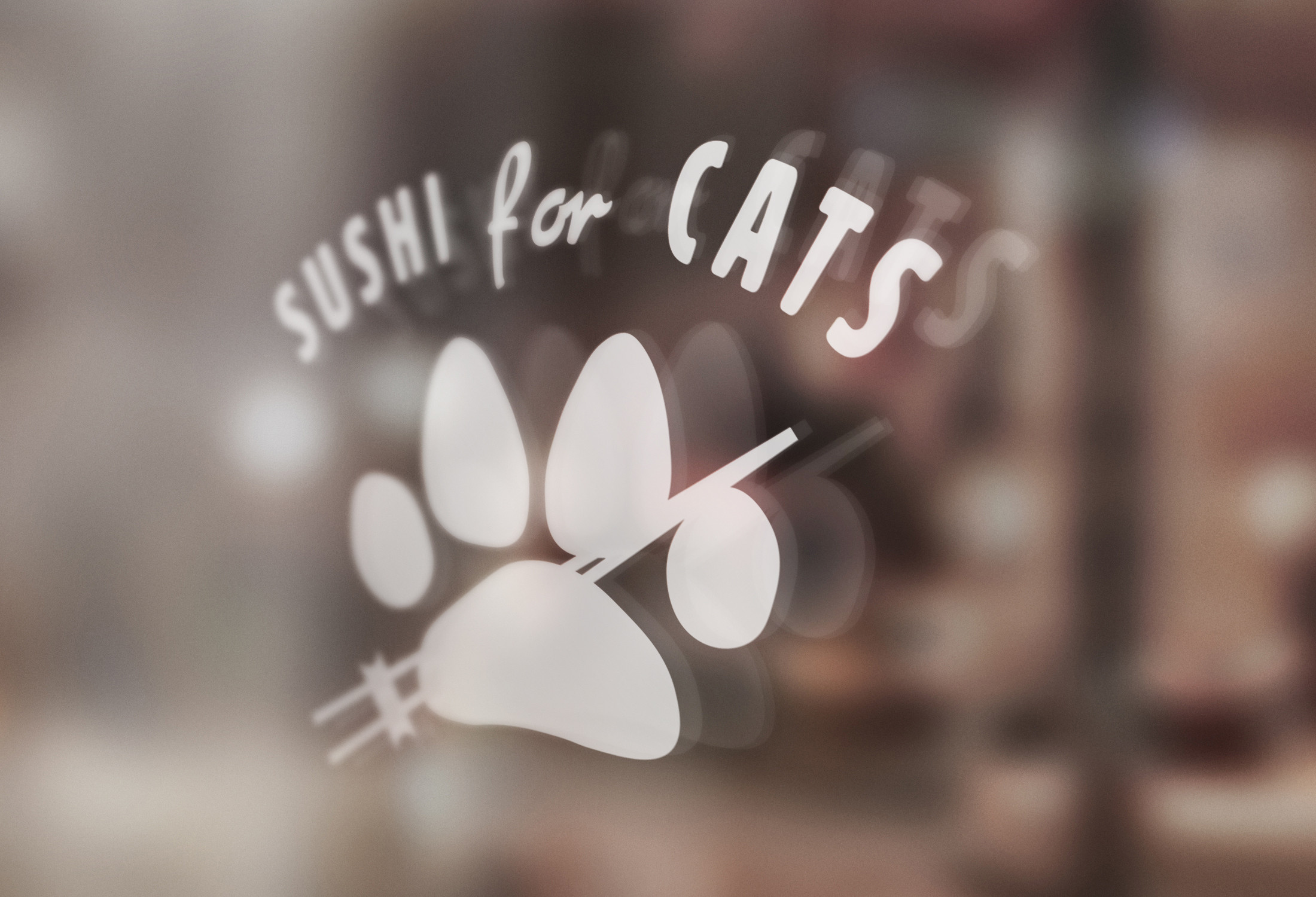 Sushi for cats logo on a mockup from Graphicburger.com