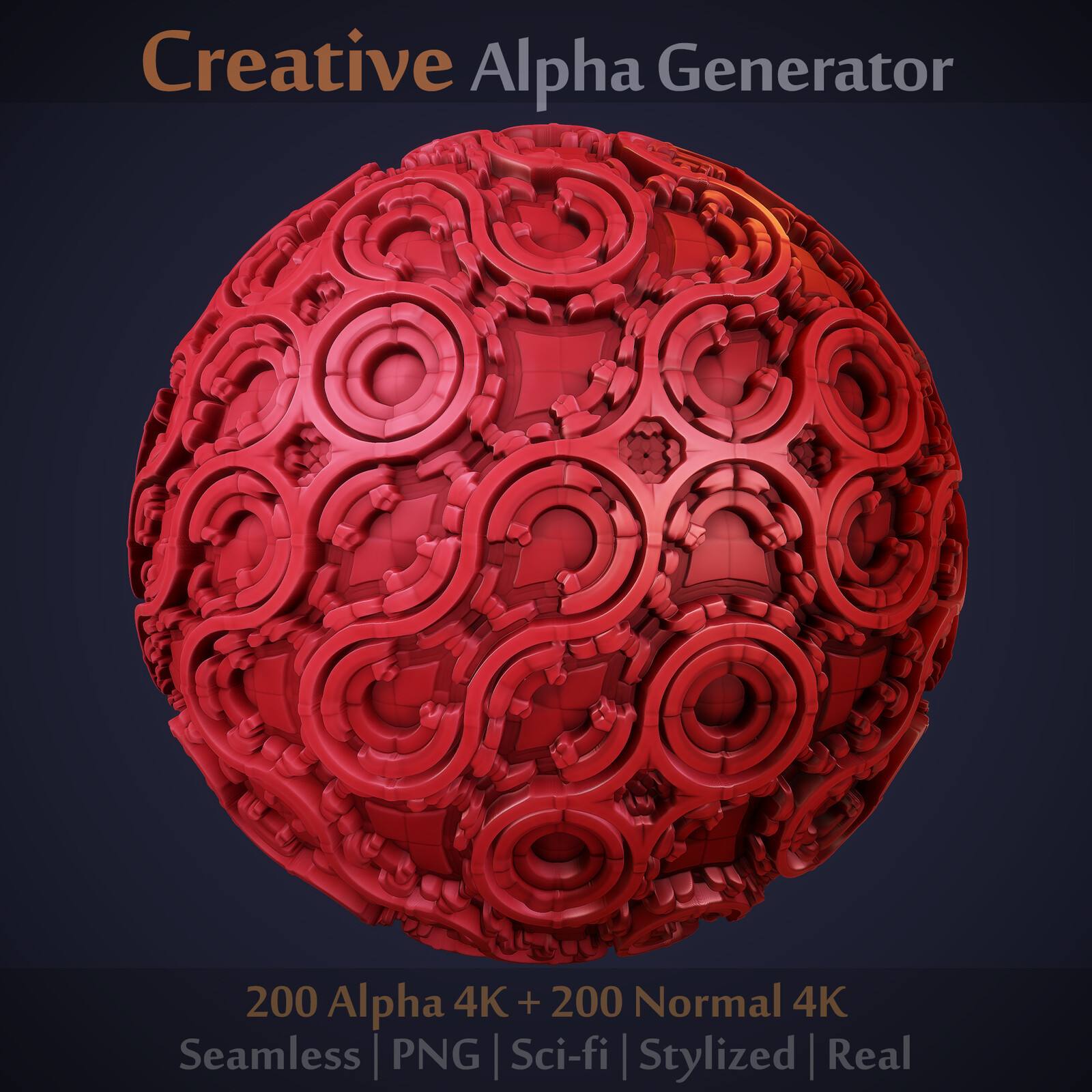 Ornaments Generator for Brush or Sculpt on Scifi/Stylized/Real Surfaces (Zbrush, Blender, Painter)