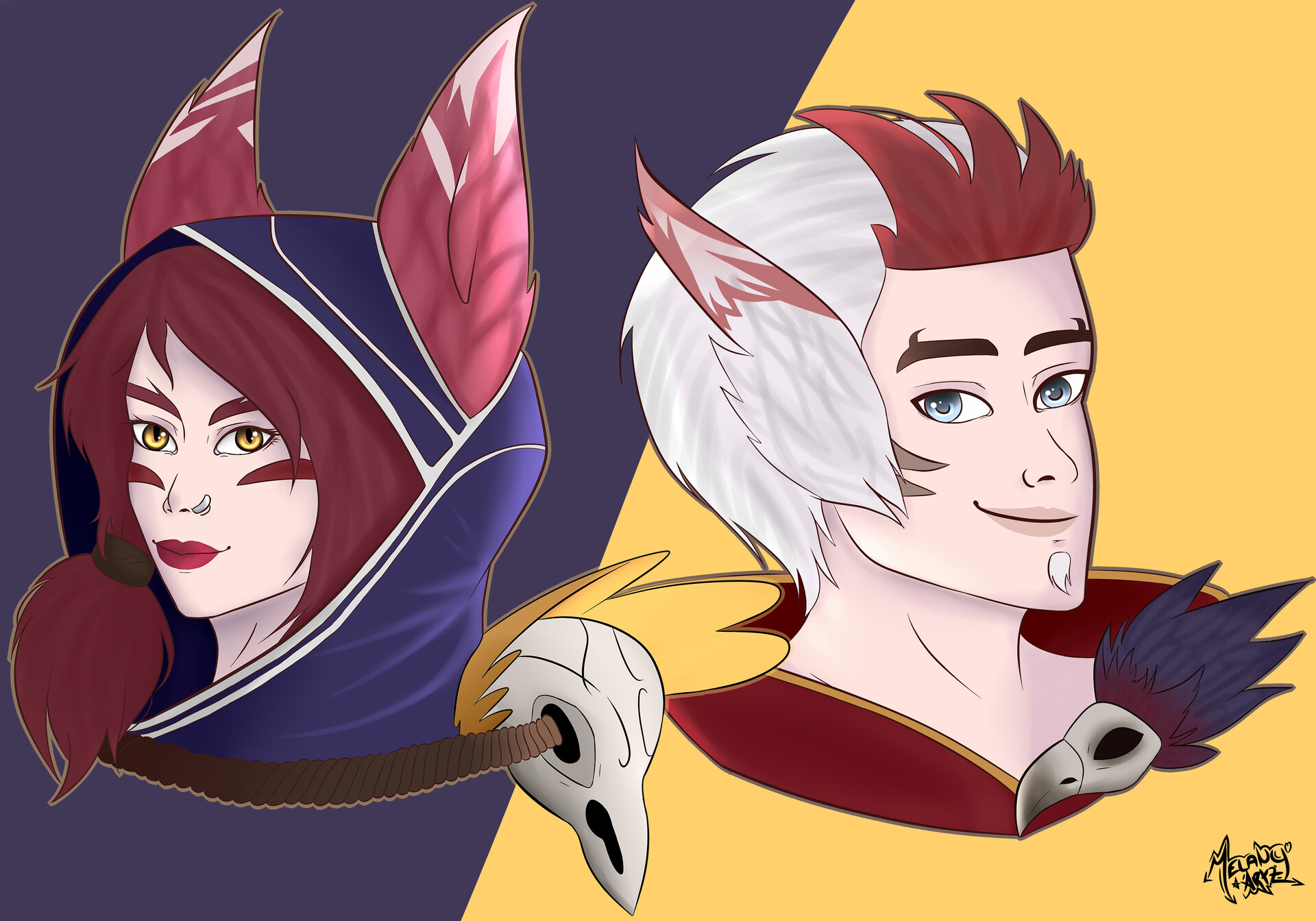ArtStation - Xayah and Rakan - Fanart League of Legends