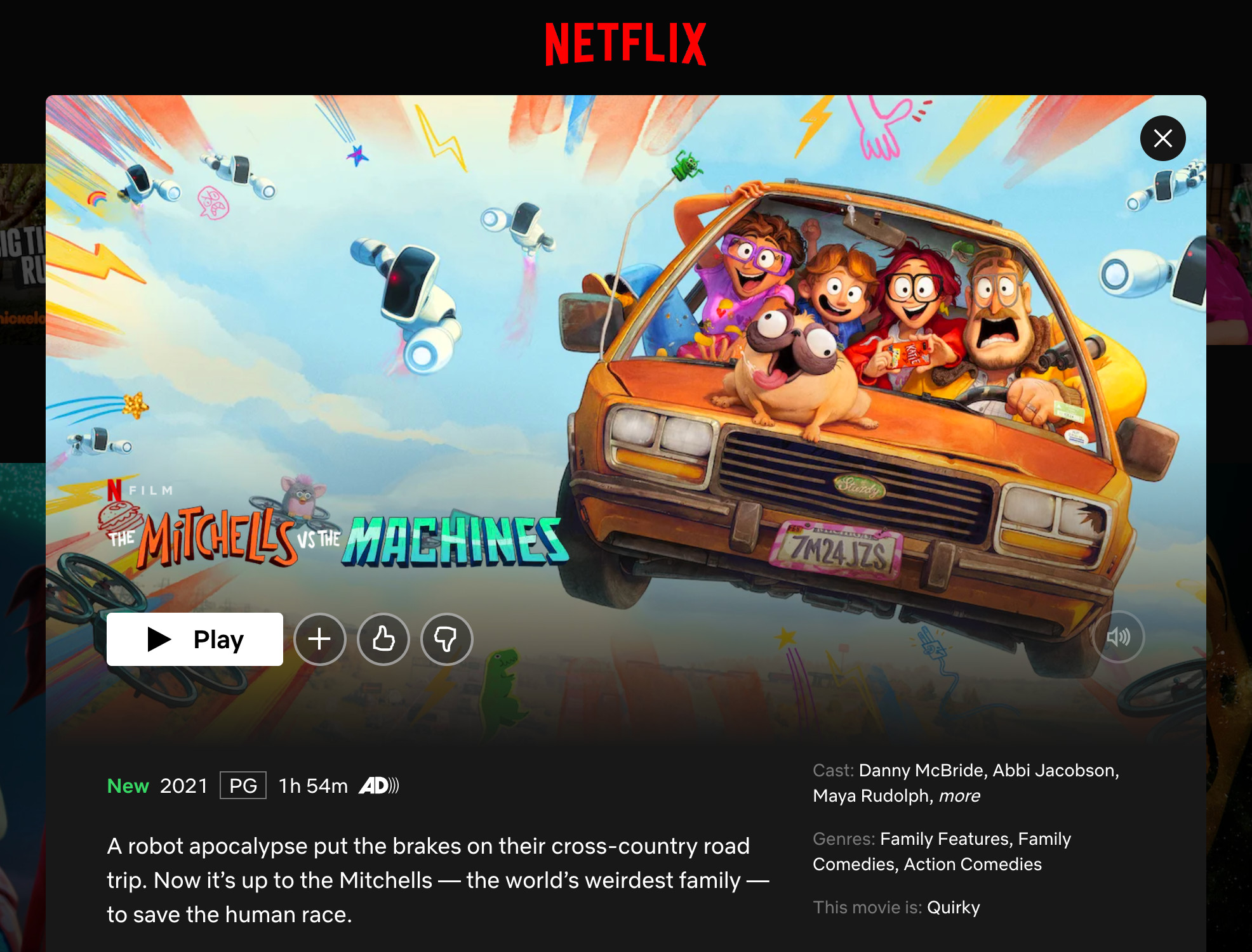 Home Page of Netflix