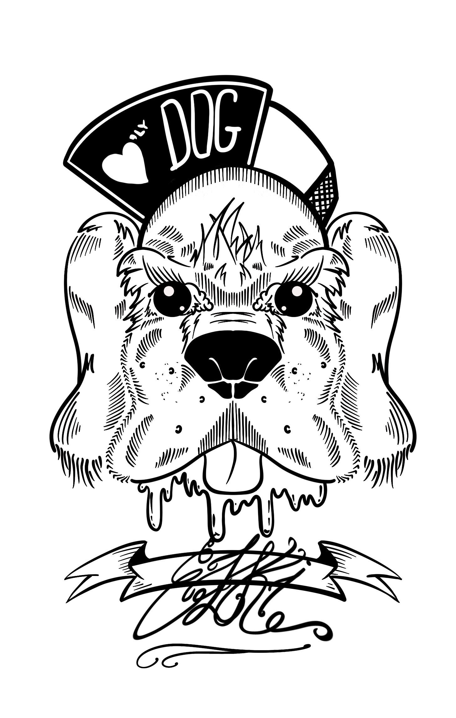 ArtStation - Dog Digital Inking.