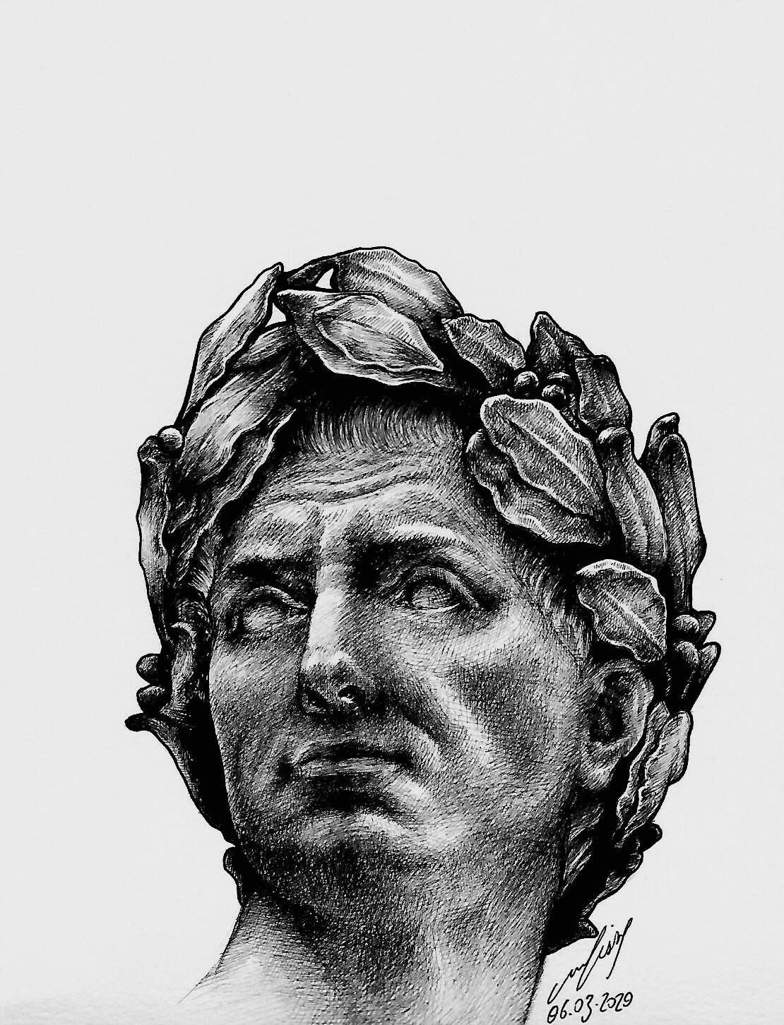julius caesar statue drawing