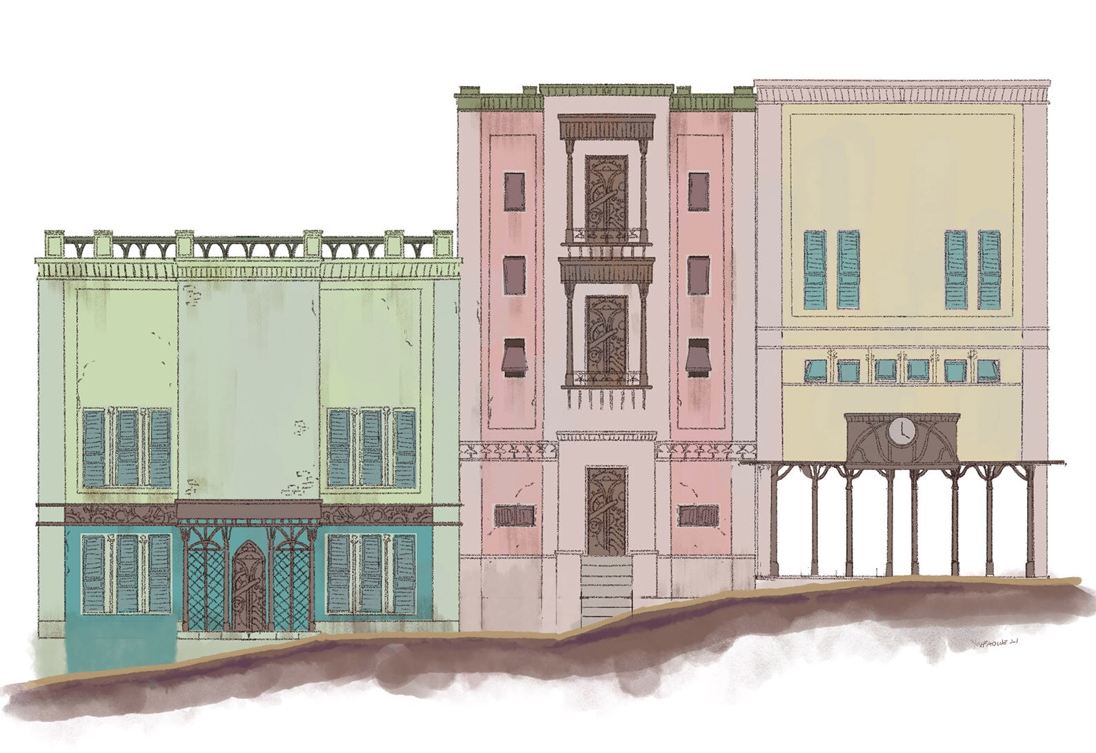 early colour exploration for city buildings 