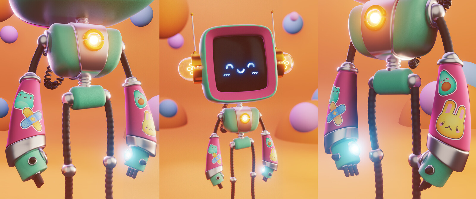 First render test of the Robot in Blender and some close-ups of the stickers