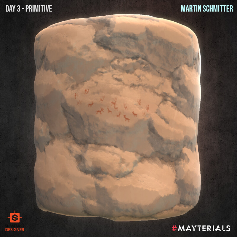 Mayterials 2021 - Day 3 Primitive (Stylized "Handpainted" Rock)