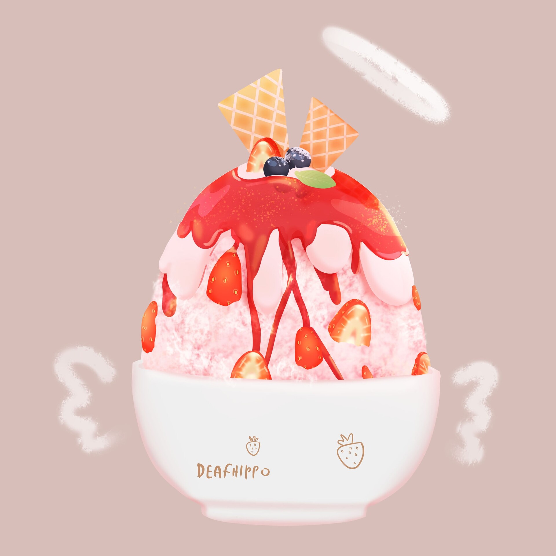 ArtStation - Strawberry Bingsu. A Korean Iced-shaved Desserts