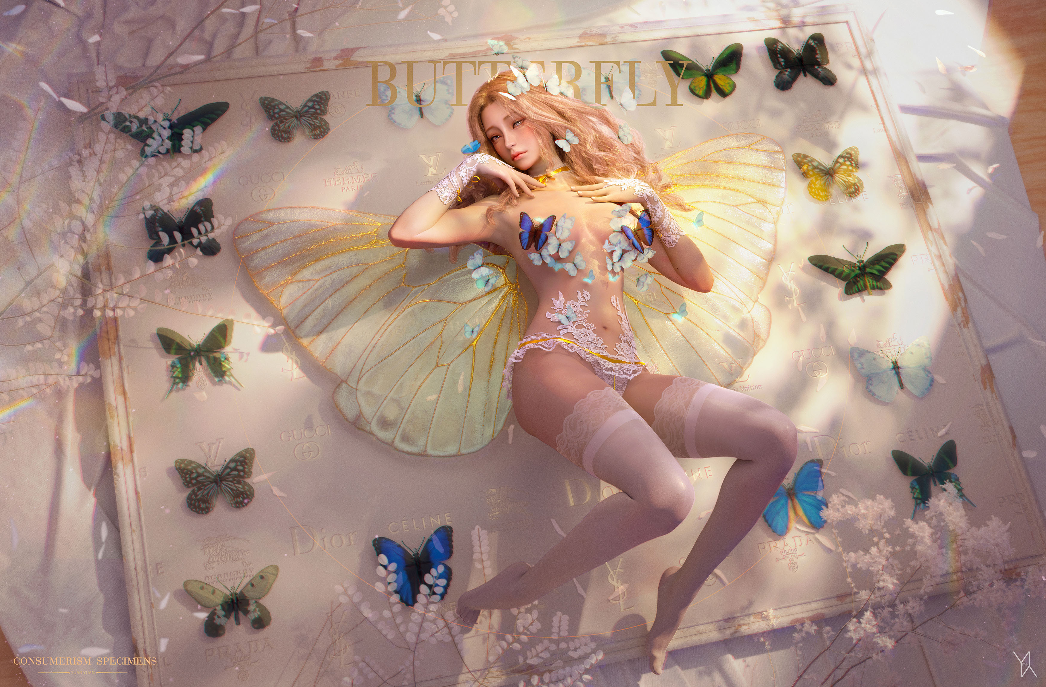 СП фон девочка с бабочками фантастика