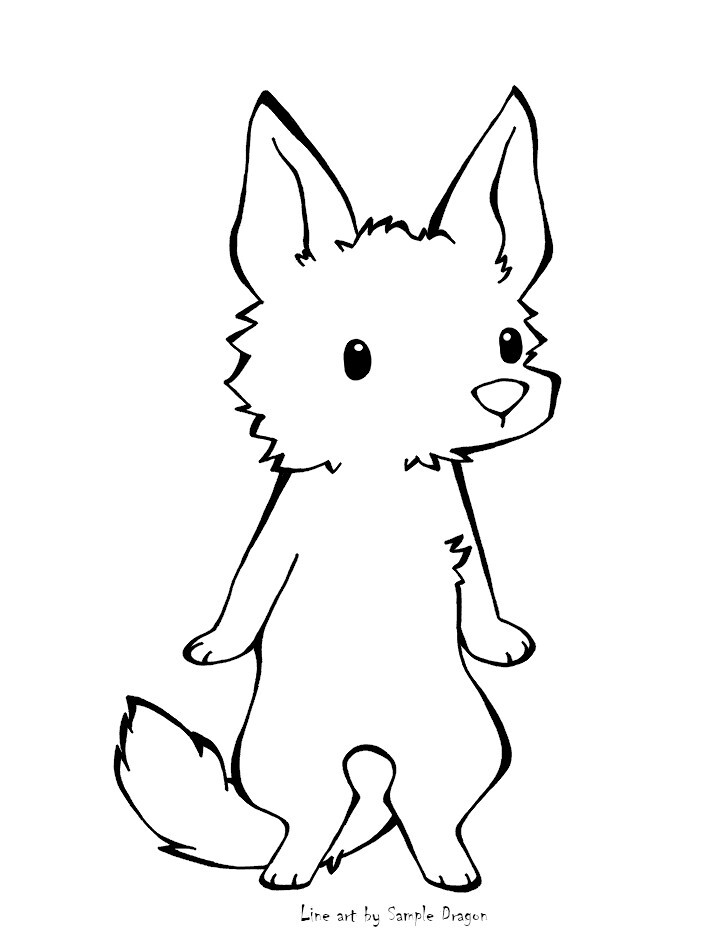 chibi fox lineart