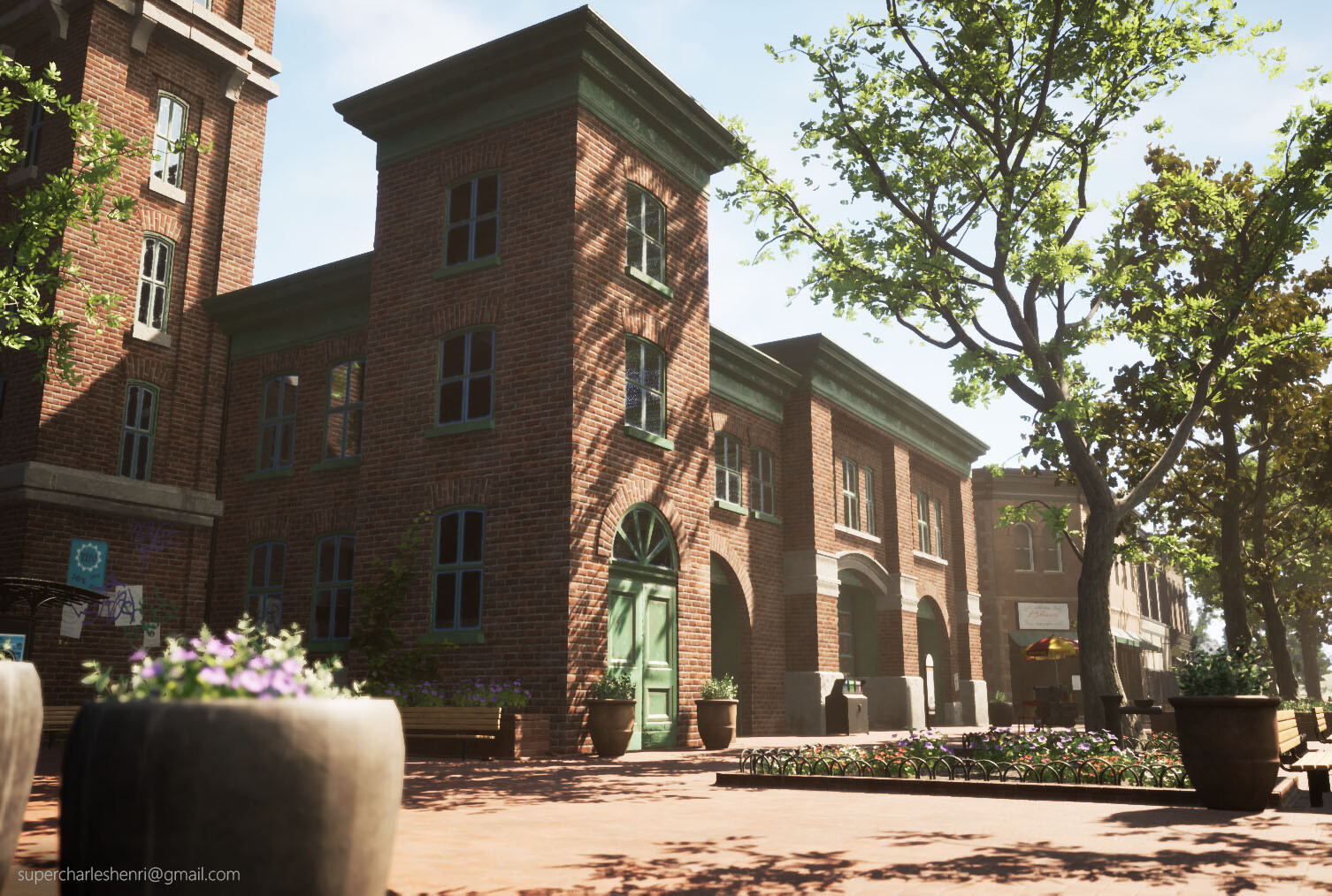 Sunny day lighting setup (real-time Unreal screen capture)
