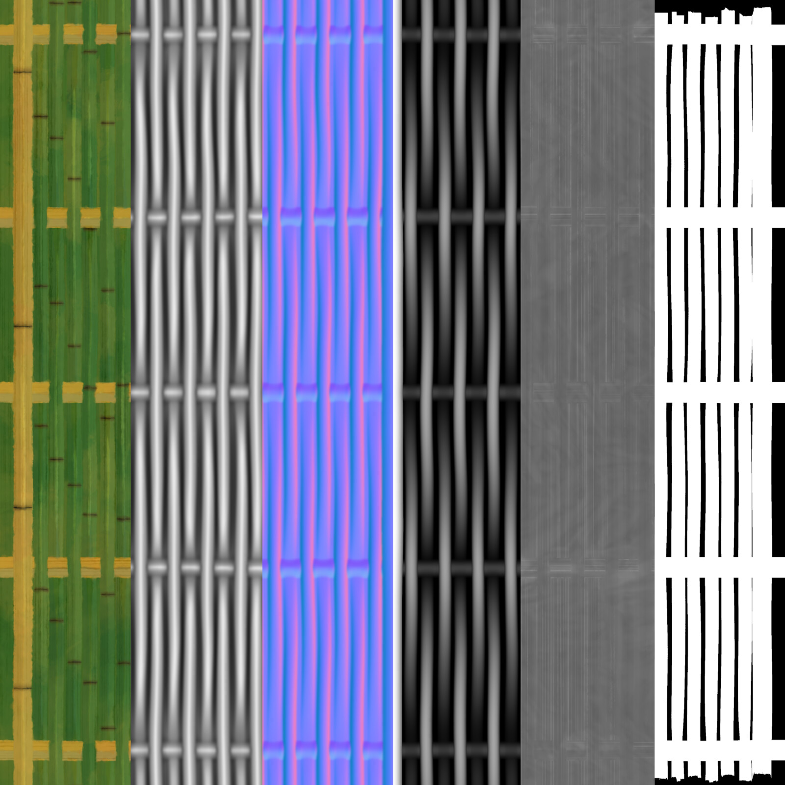 Basecolor, AO Normal, Height, Roughness, Opacity