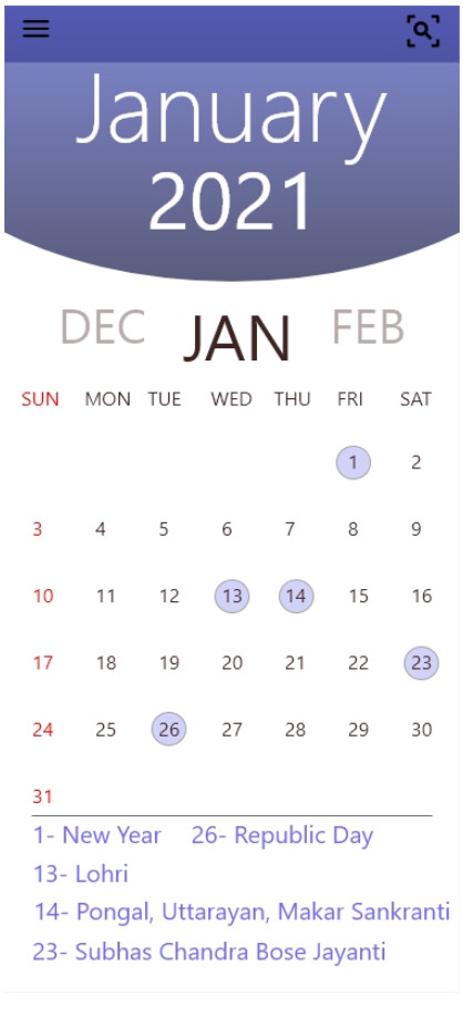 ArtStation Calendar app (UI design)