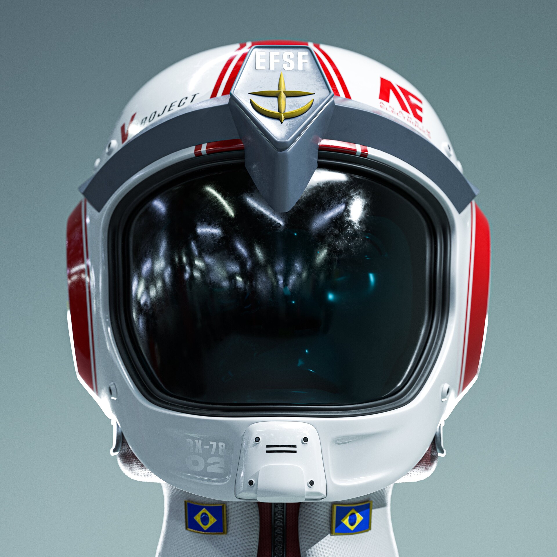 ArtStation - EFSF Mobile Suit Pilot Helmet