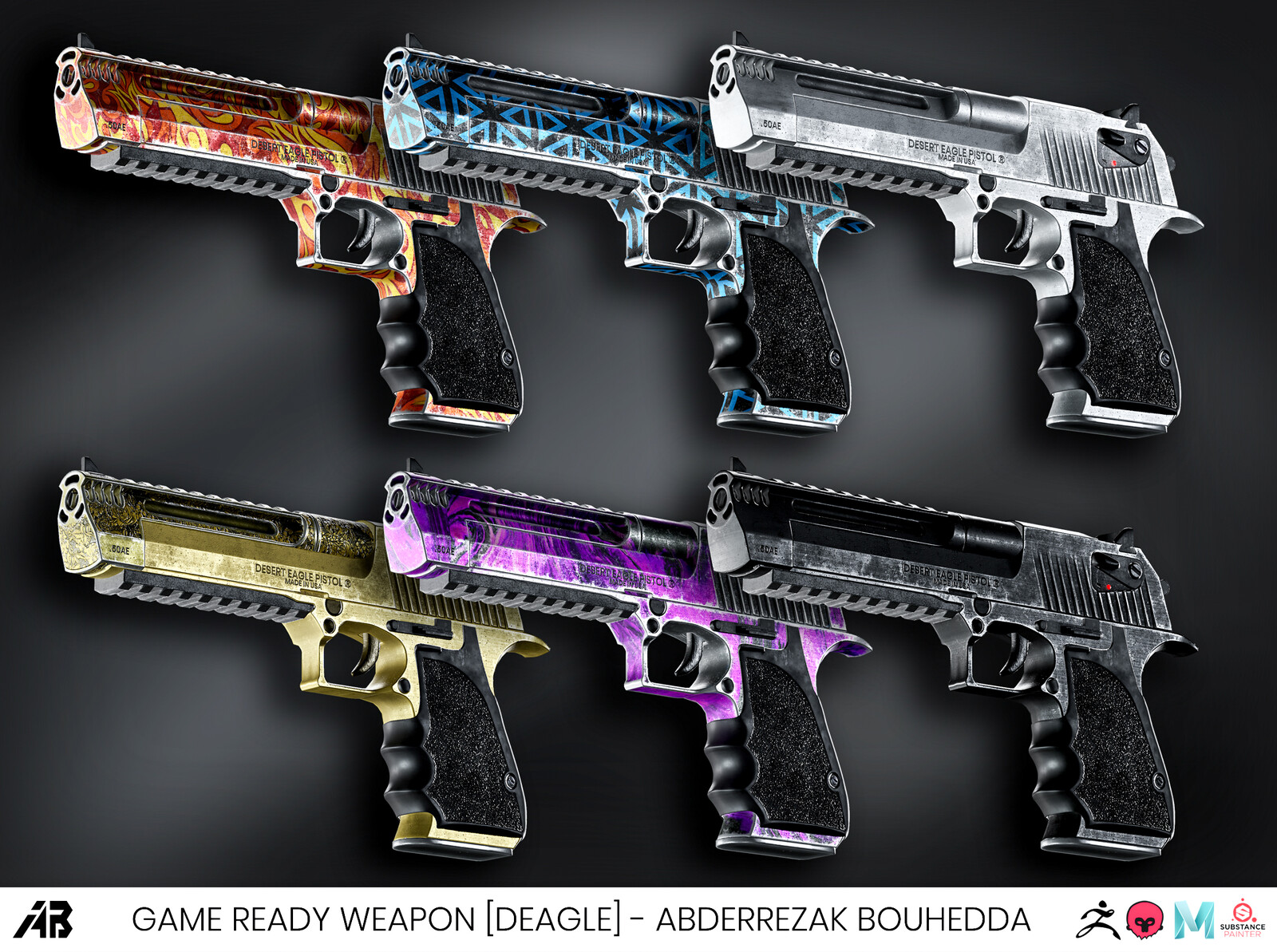 Different Skins preview, the skins can be used in the game it's just the base color map