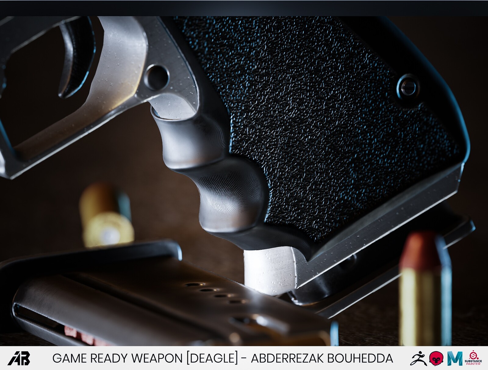 Close up render with colored lights
