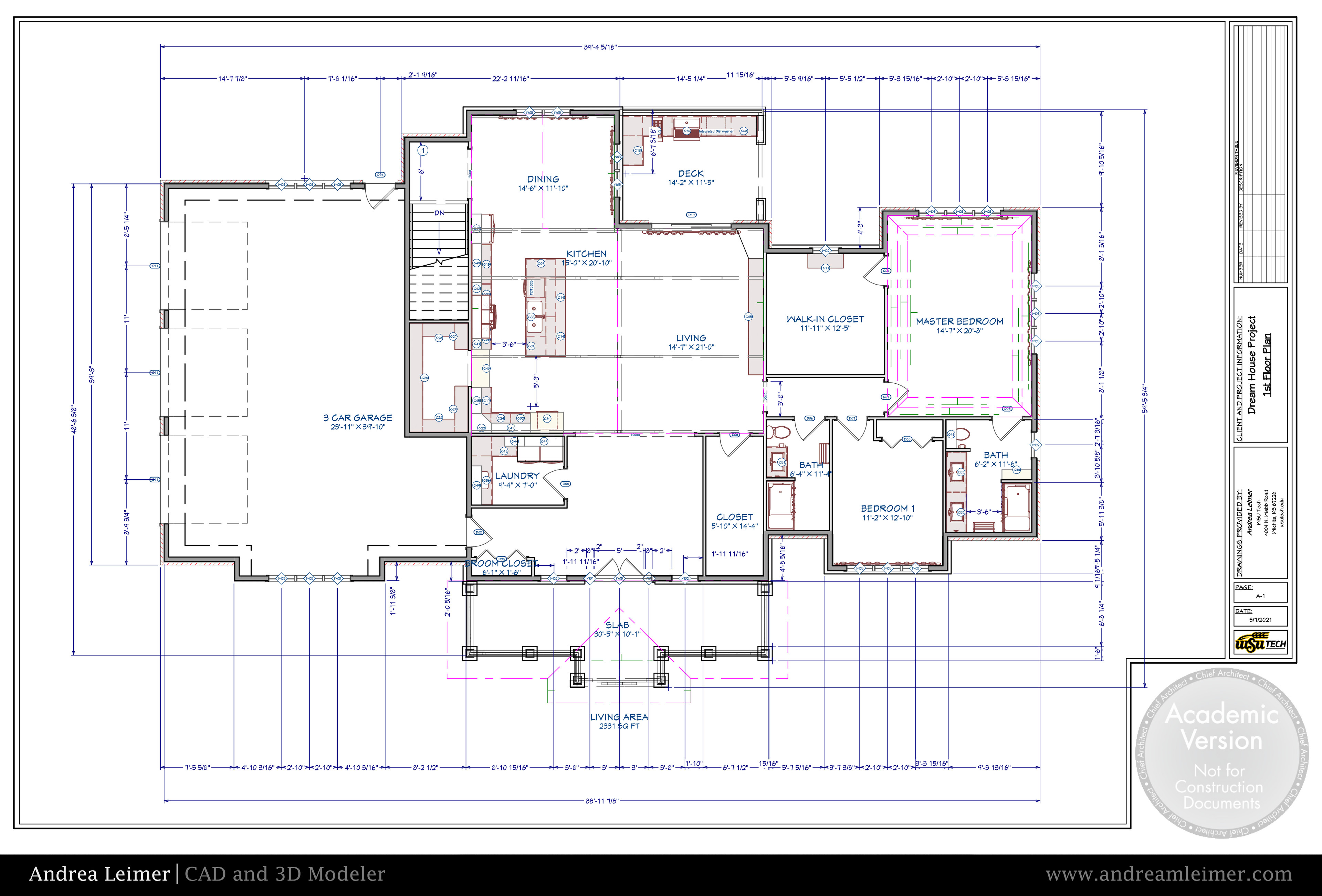 Dream House Project Plans First Floor Plans A1