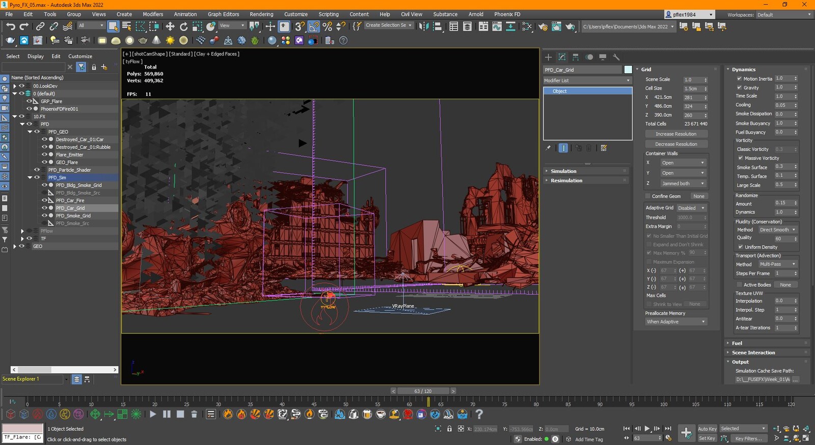 Phoenix in Max before I sent the .aur cache over to Maya.