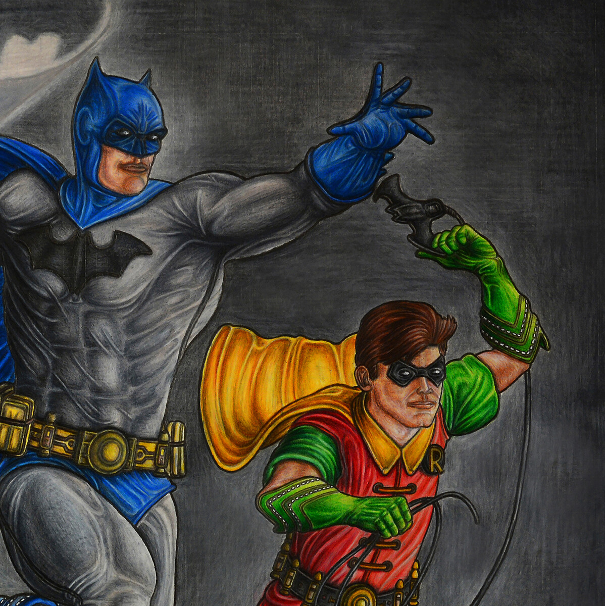 ArtStation - Batman and Robin at night colored drawing