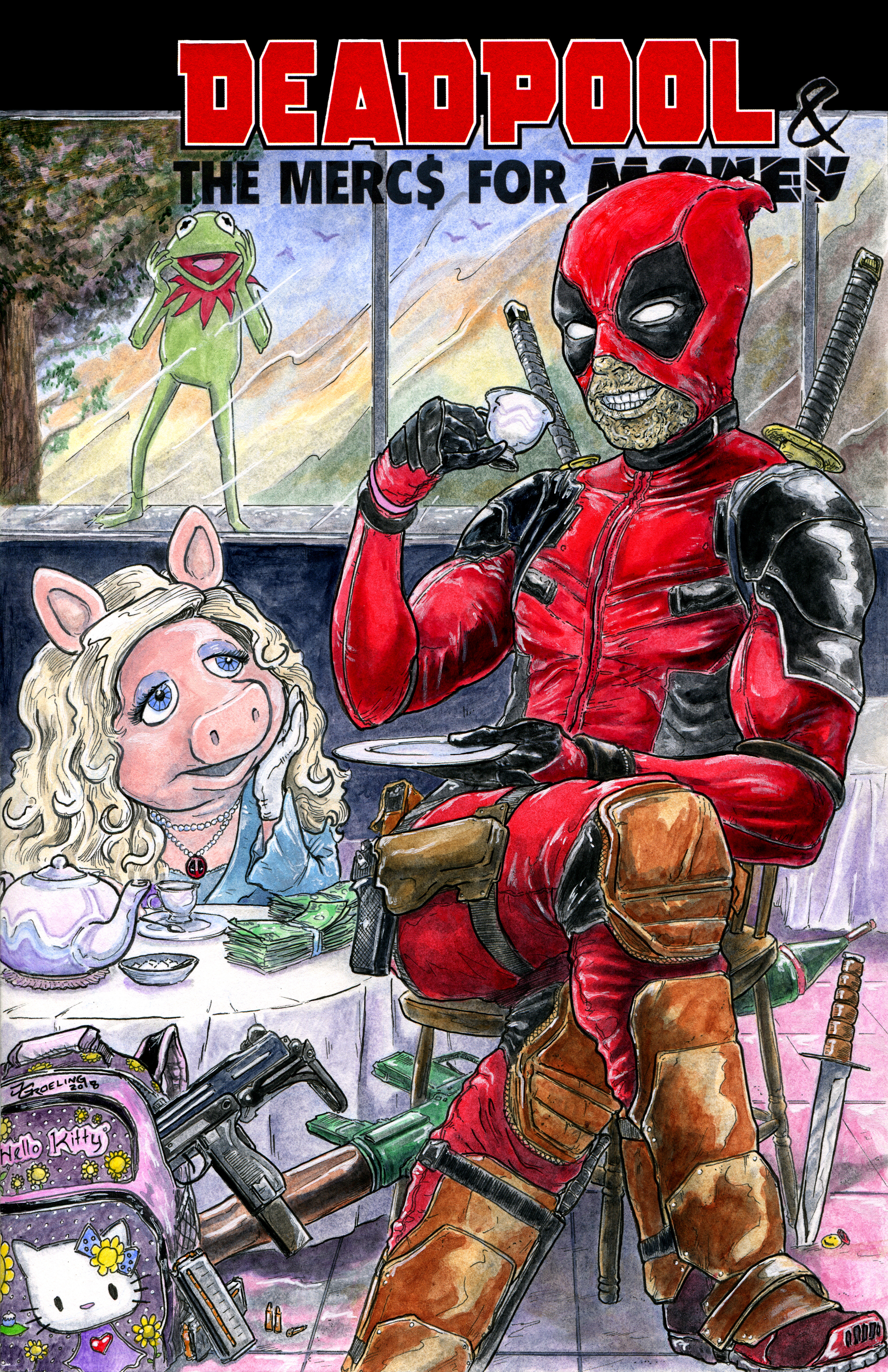 Deadpool 96 cgc original art on variant sketch cover  yellow bg  The  Art of Brian Kong  Online Store Powered by Storenvy