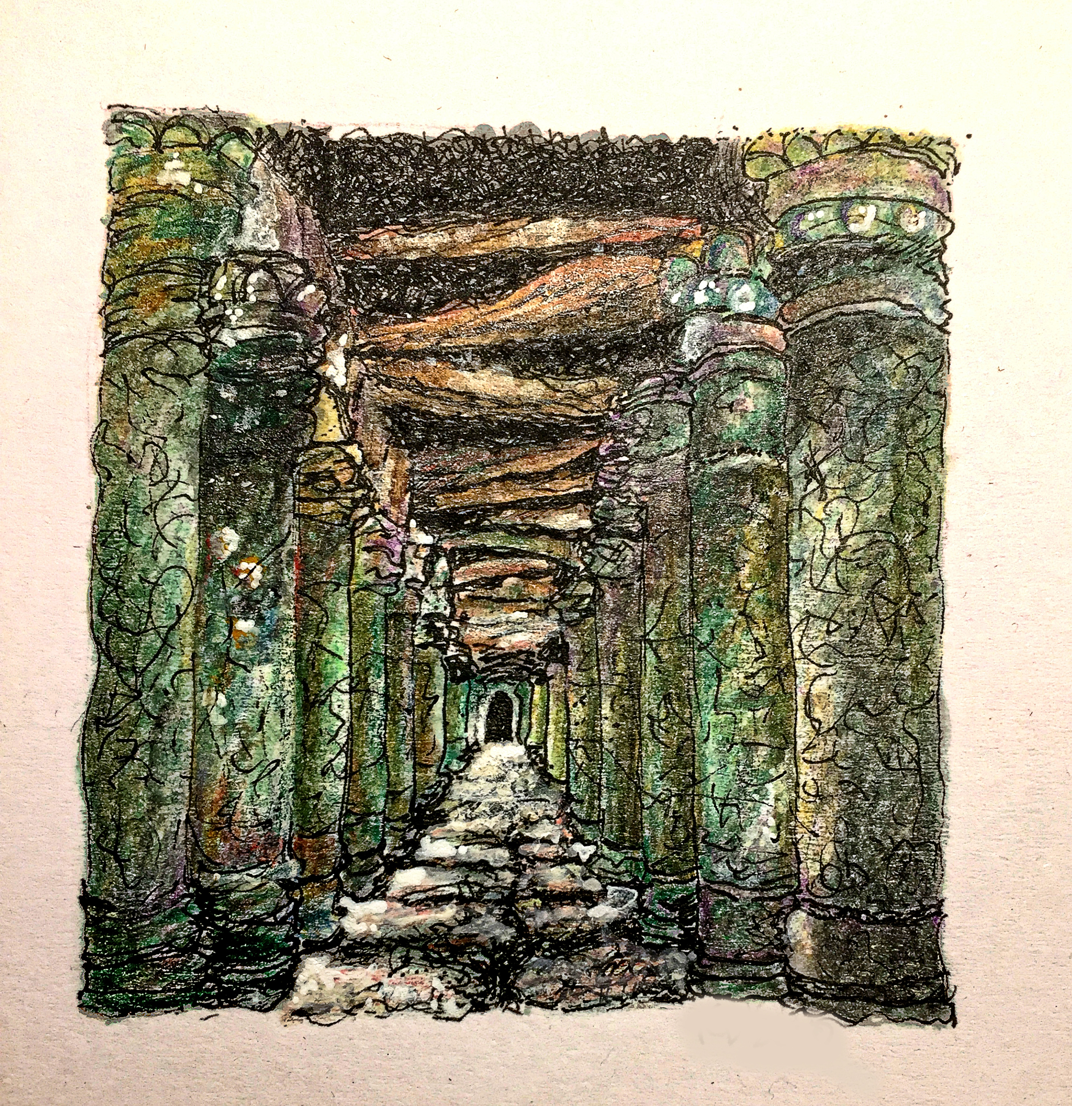 Lost in Olympos
3" x 3"  Pen &amp; Ink