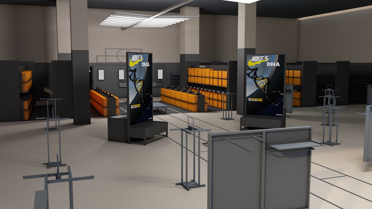 ArtStation - Nike Factory Store Viladecans 3d simulation