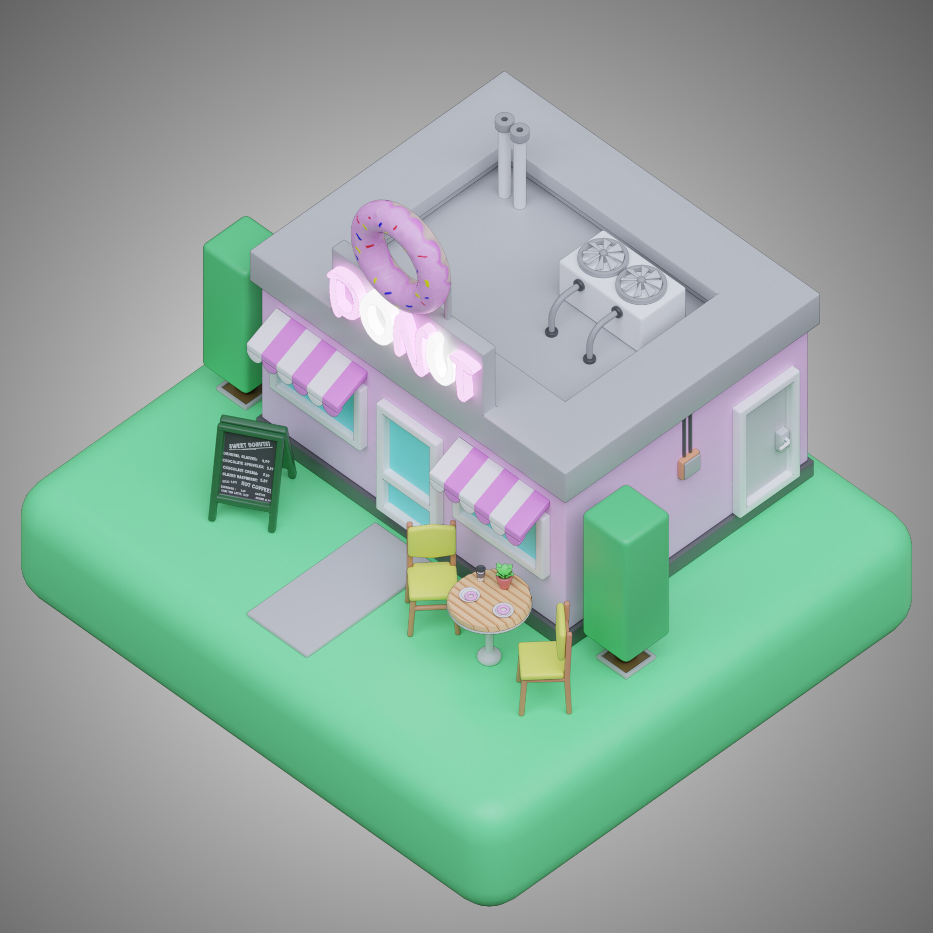 ArtStation - Low Poly Donut Store