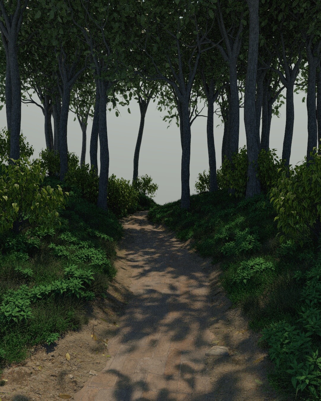 No background.  Trying to get scale of tree leaves and grass right.