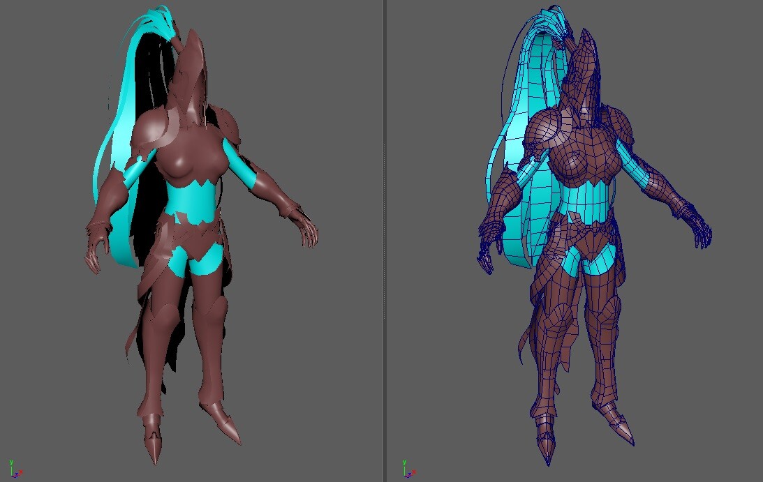 Death Maiden topology. Character has 12 308 tris.