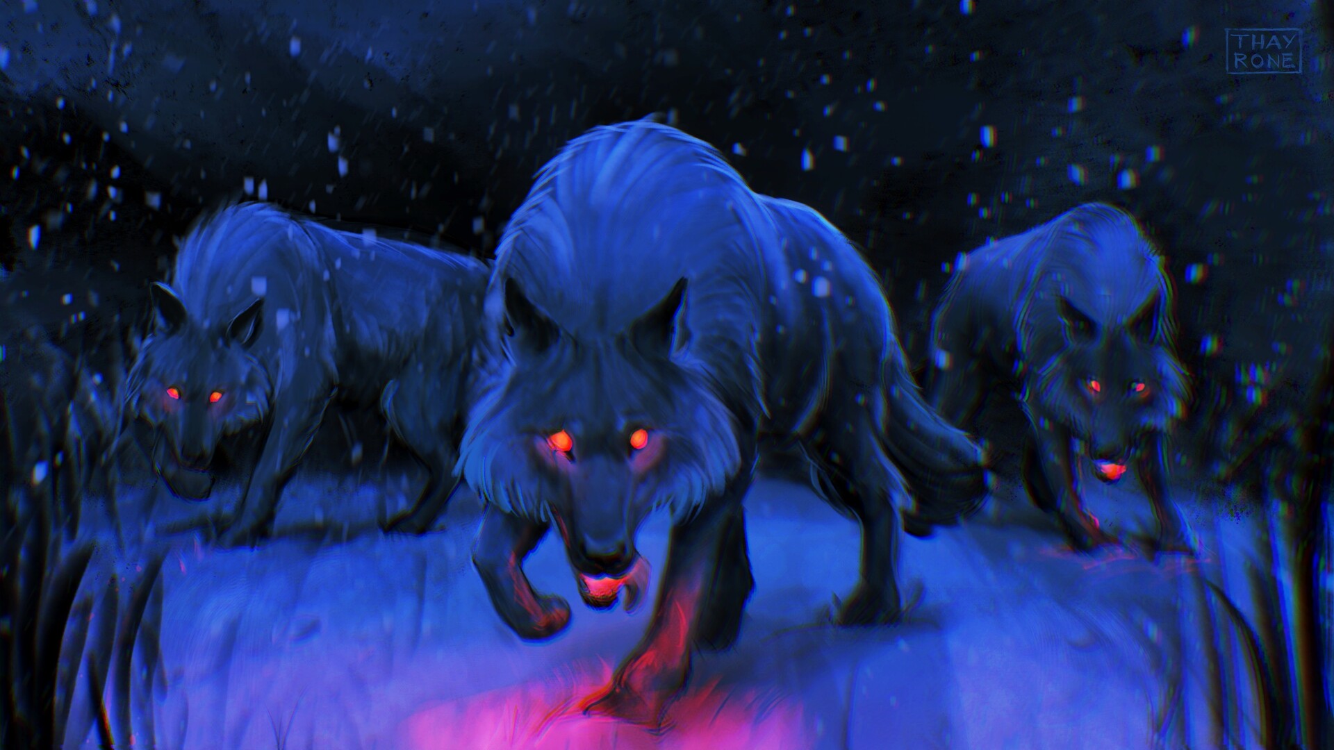 ArtStation - Night wolves