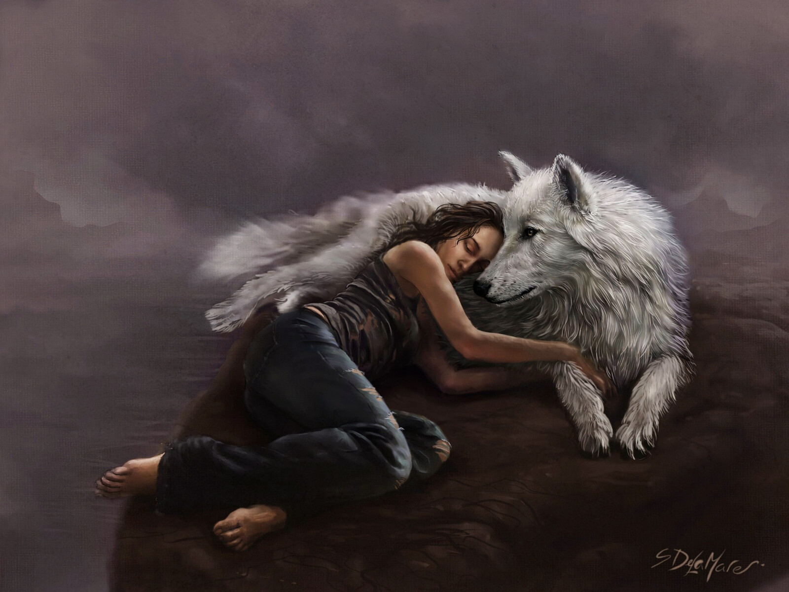Сон собаки защищают. Девушка с волком. Девушка оборотень. Девушка и волк фэнтези. Девочка и волк.