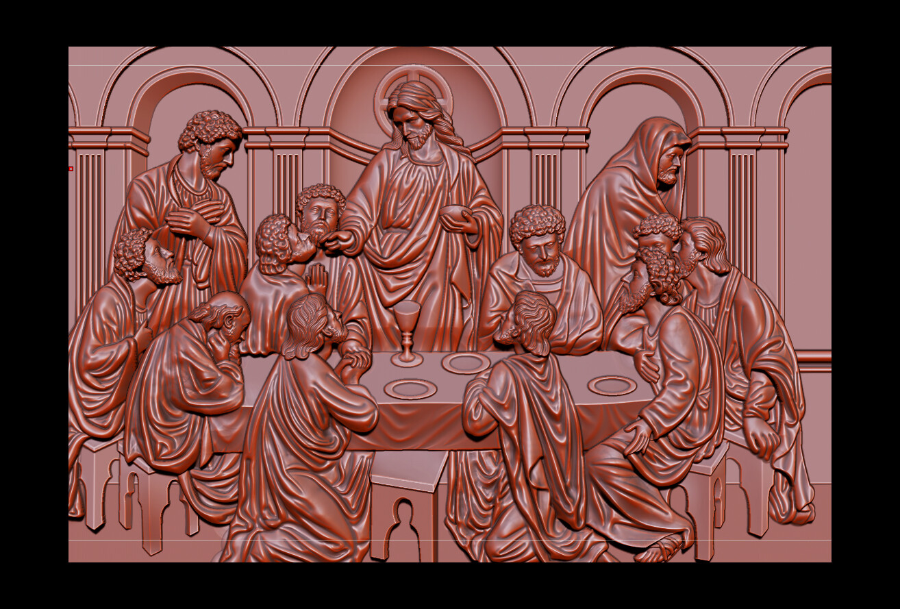 CNC 3d Relief Model STL for Router 3 axis Engraver  ArtCam # The Last Supper 