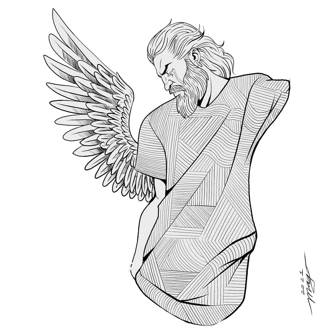 how to draw a sad angel