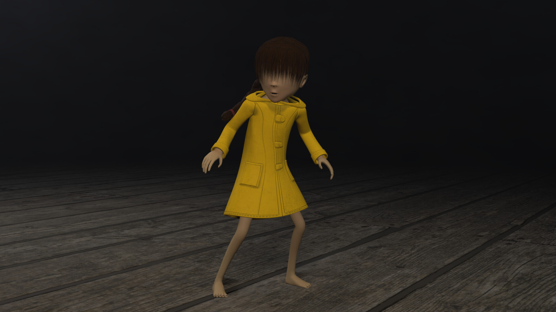 ArtStation The girl in the yellow Raincoat