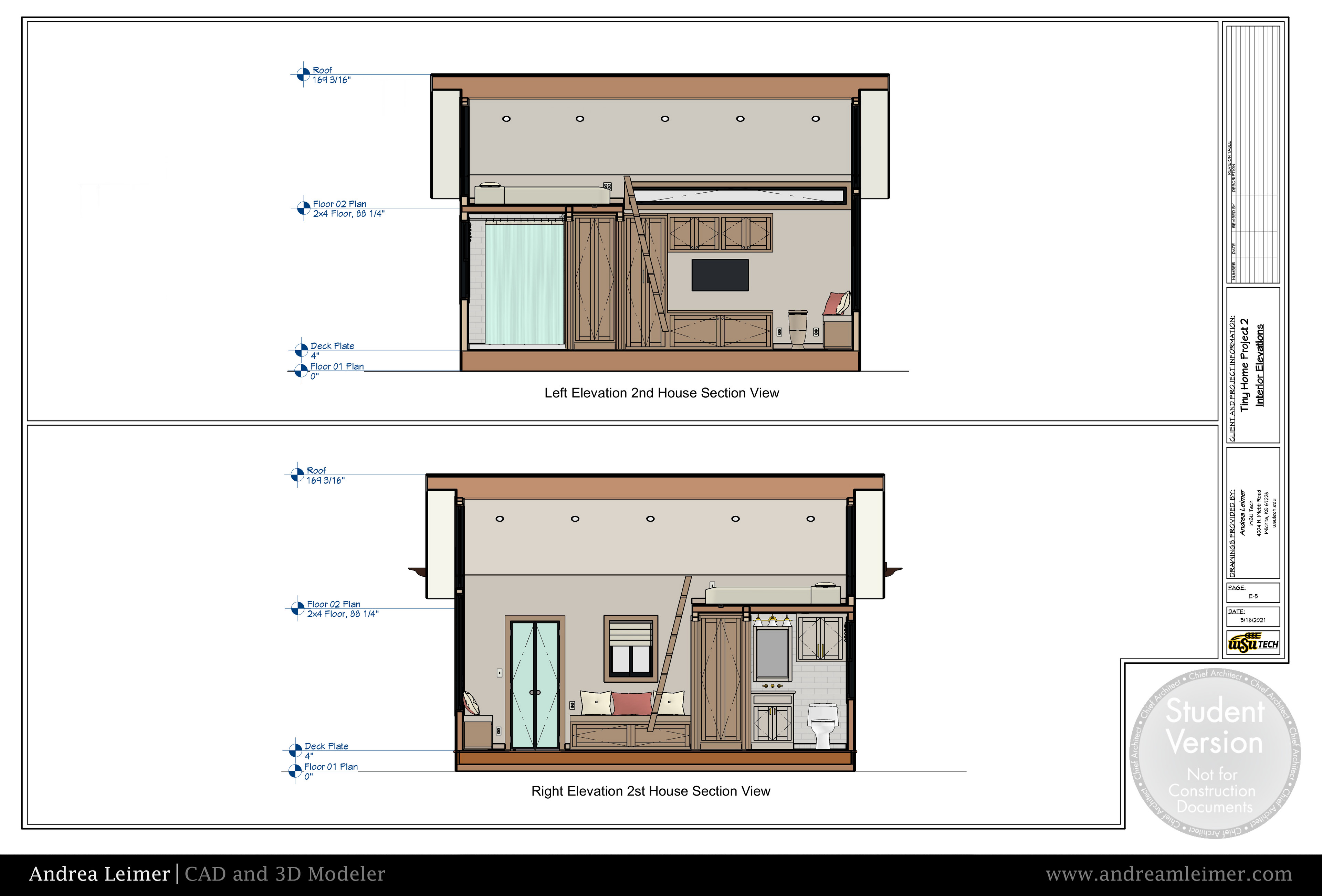 Tiny Home Project Second House Section Views Plan E5