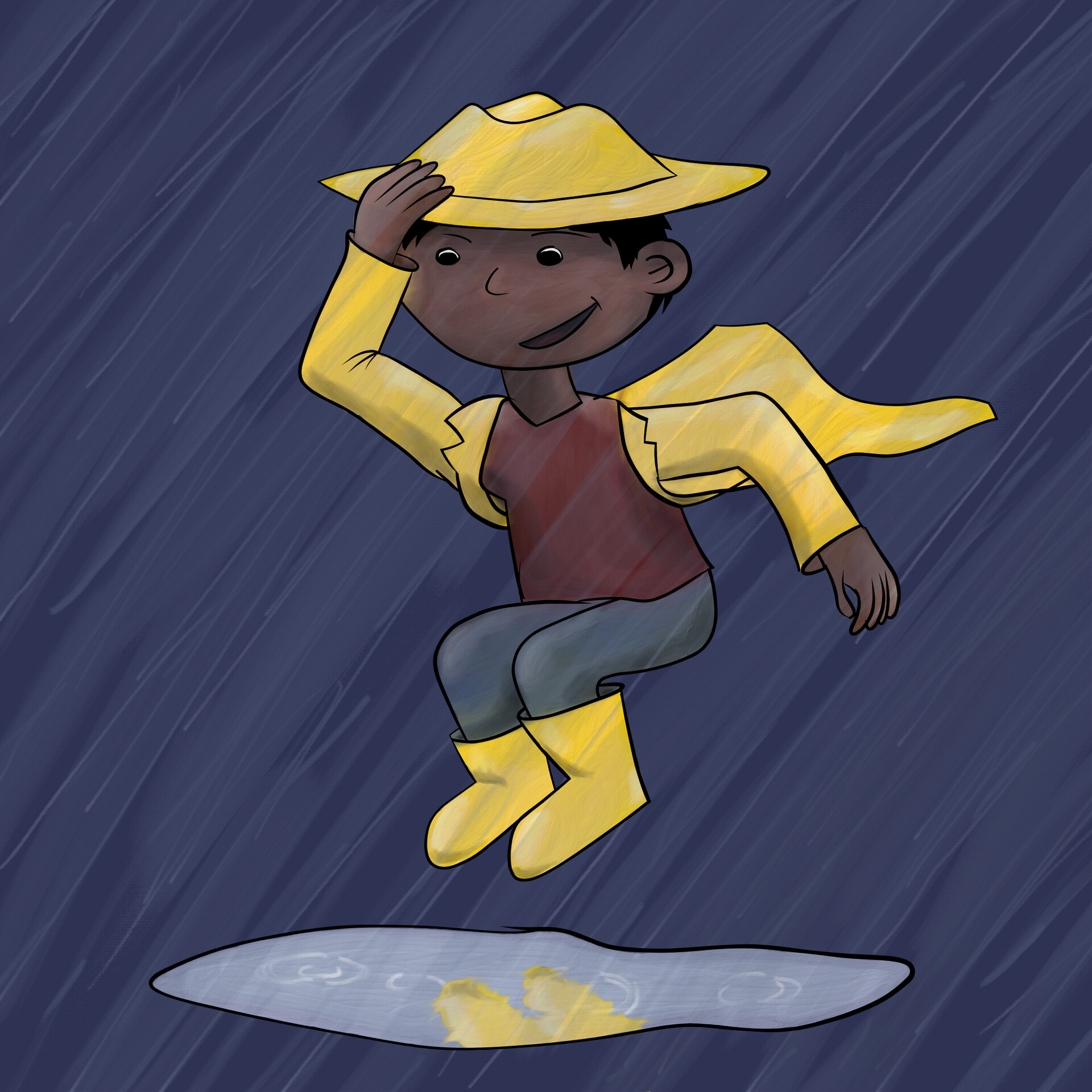 ArtStation Jumping in puddle