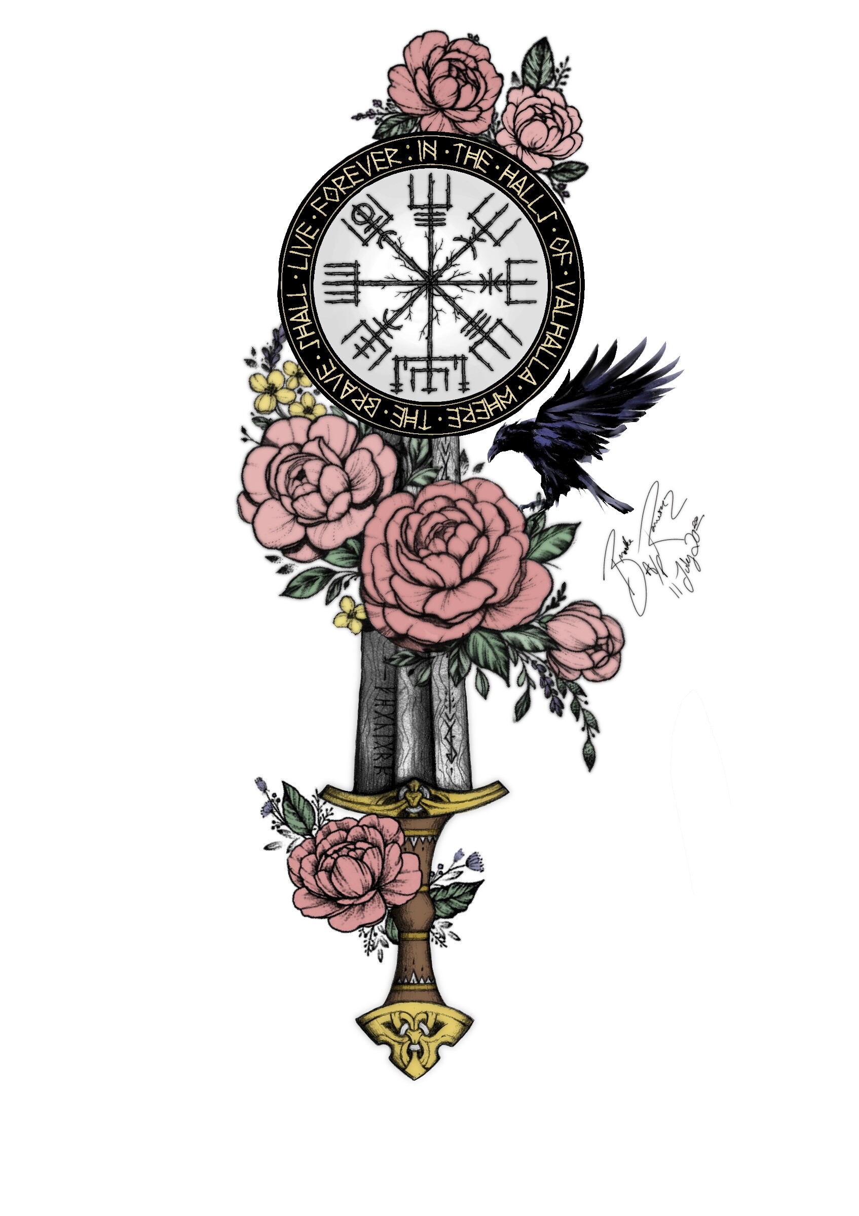 ArtStation Halls of Valhalla tattoo (feminine version)