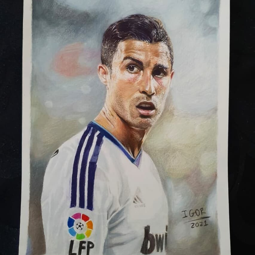 Cristiano Ronaldo, Drawing by Eduard Potashev | Artmajeur