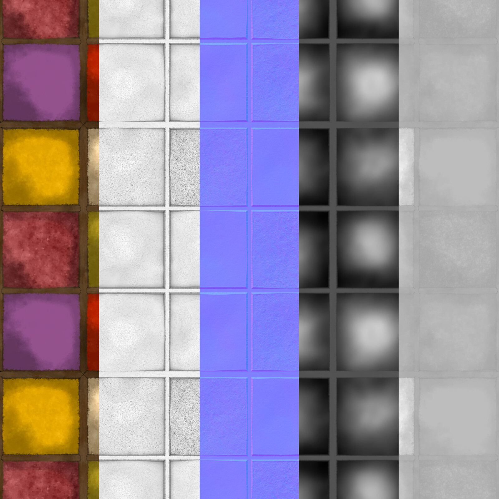 Basecolor, AO, Normal, Height, Roughness