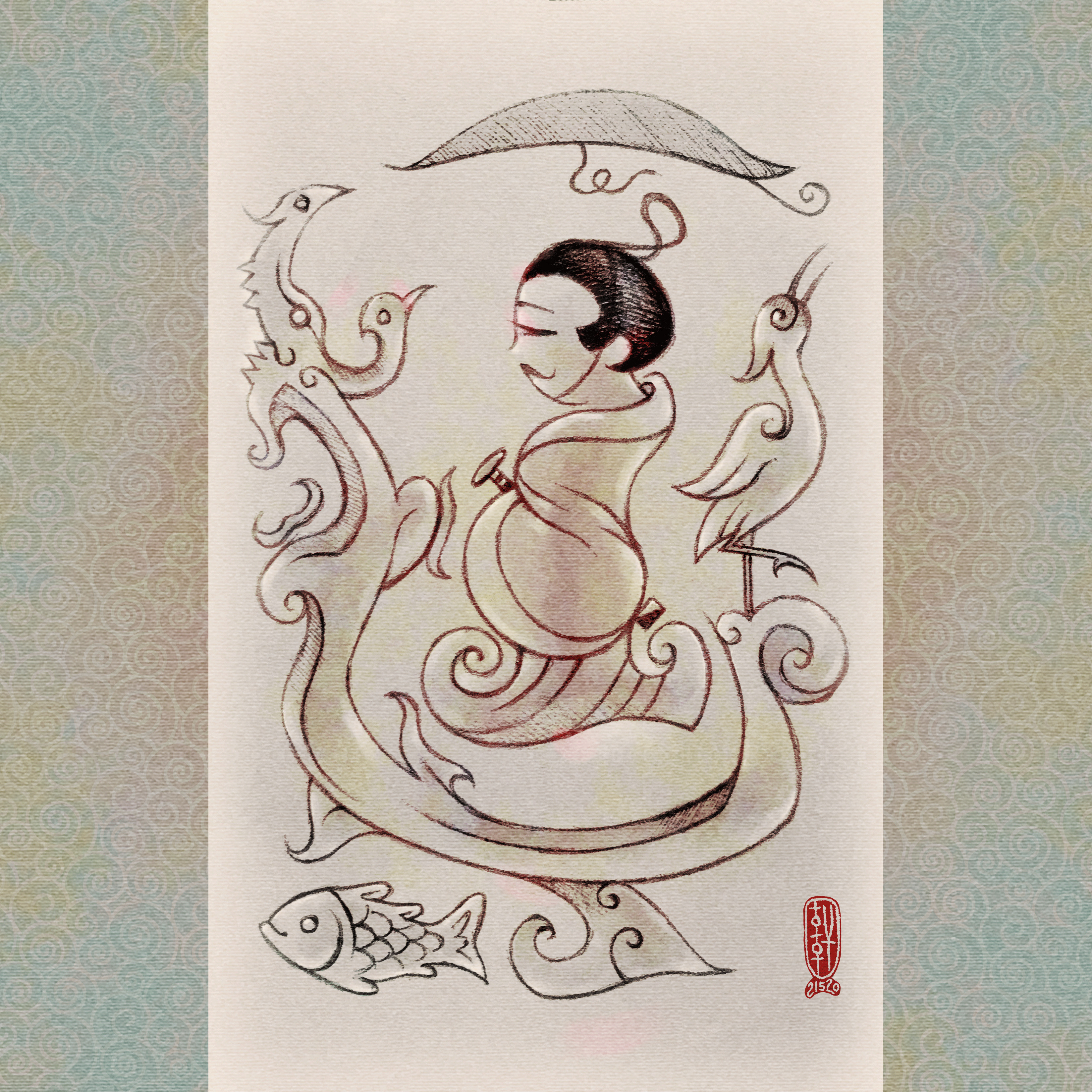 人物御龍帛畫 Man Riding a Dragon (SD)