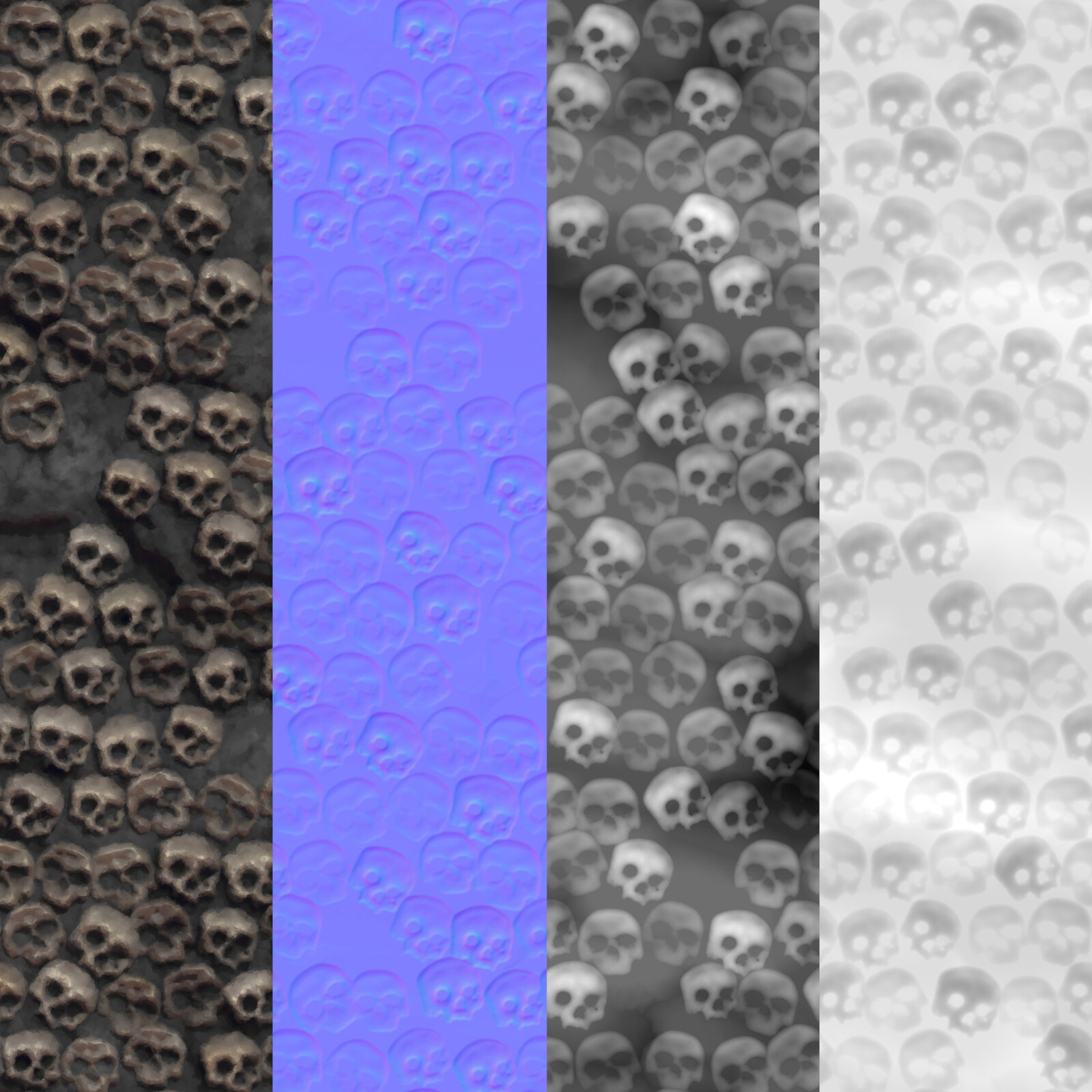Basecolor, Normal, Height, Roughness