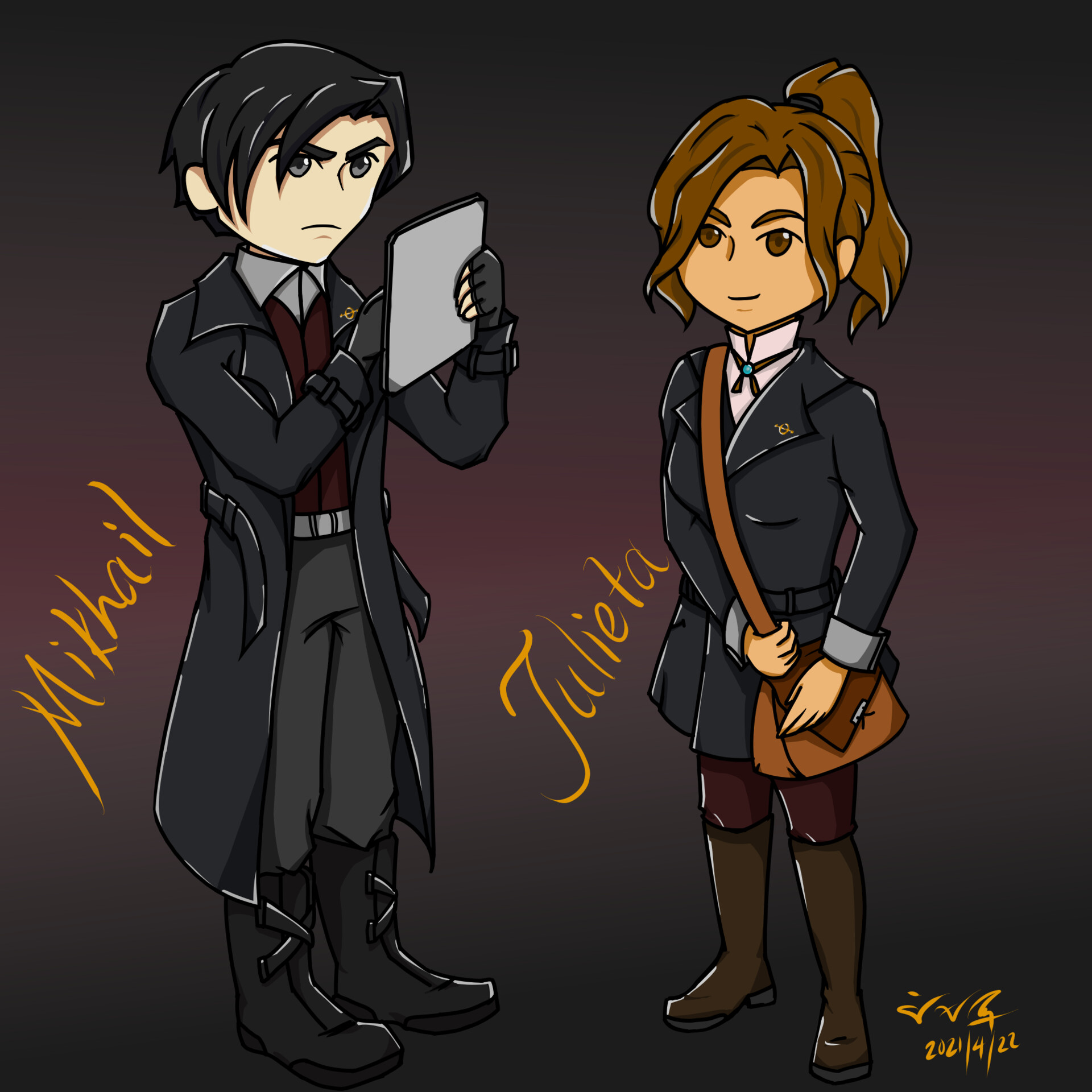 ArtStation - Mikhail and Vera (concept but in chibi)