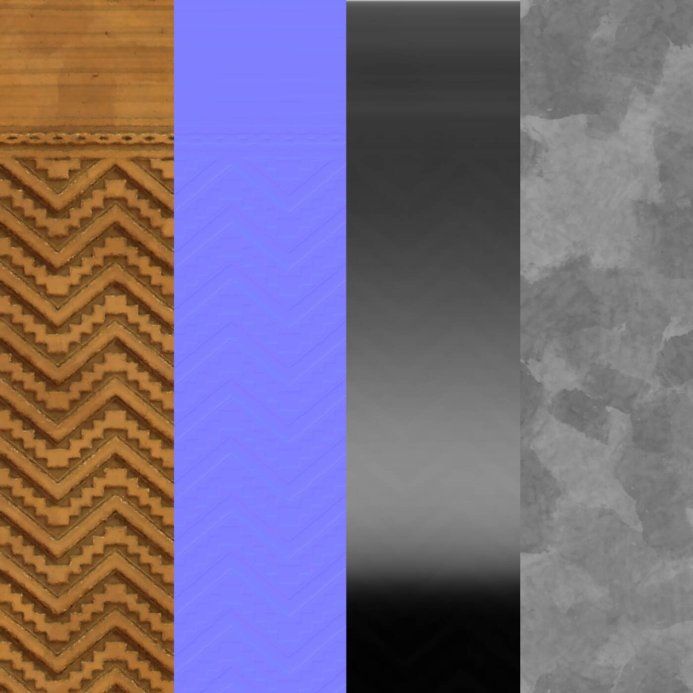 Basecolor, Normal, Height, Roughness