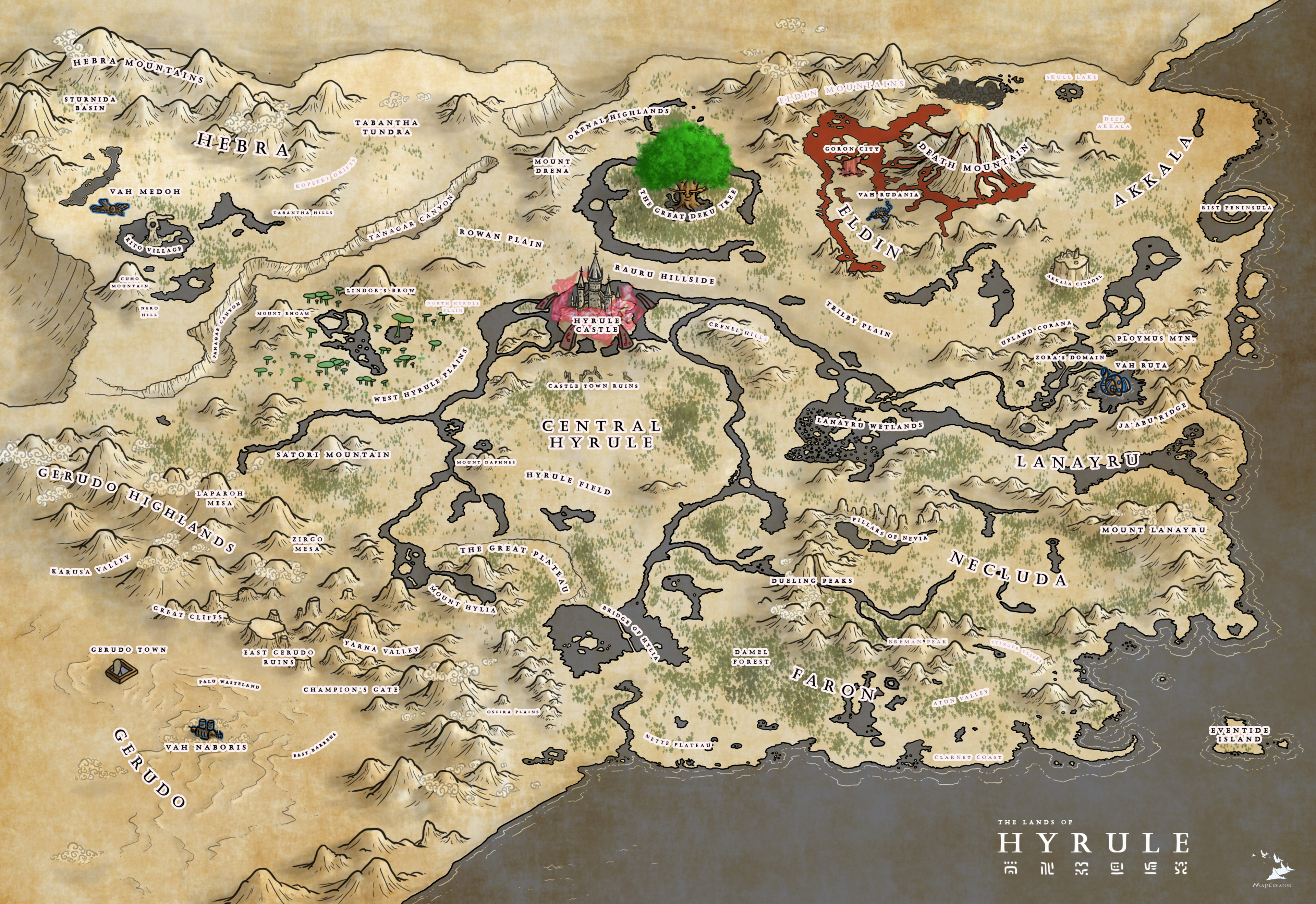 Full Map Of Hyrule Artstation - Hyrule Map : Breath Of The Wild